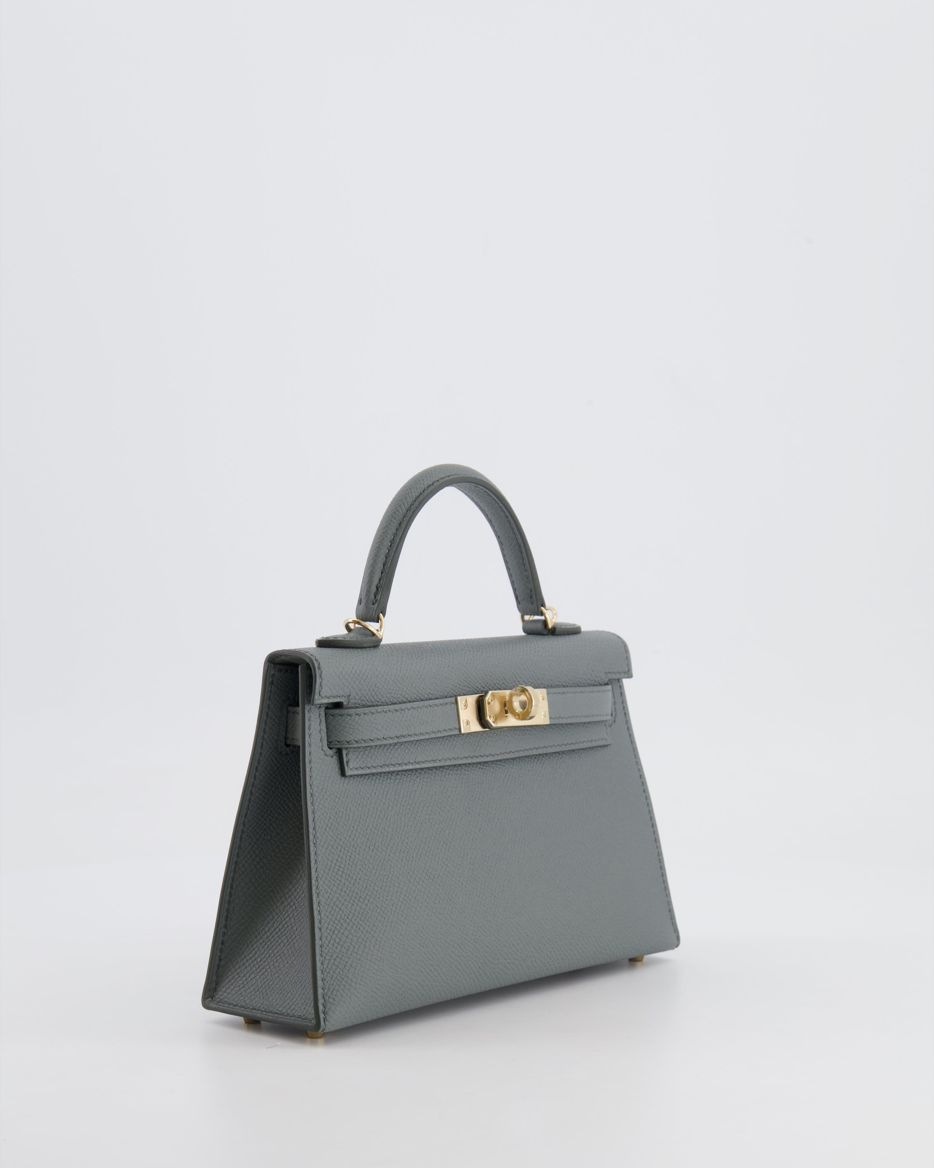 *RARE* Hermès Mini Kelly II 20 Bag in Vert Amande Epsom Leather with Permabrass Hardware