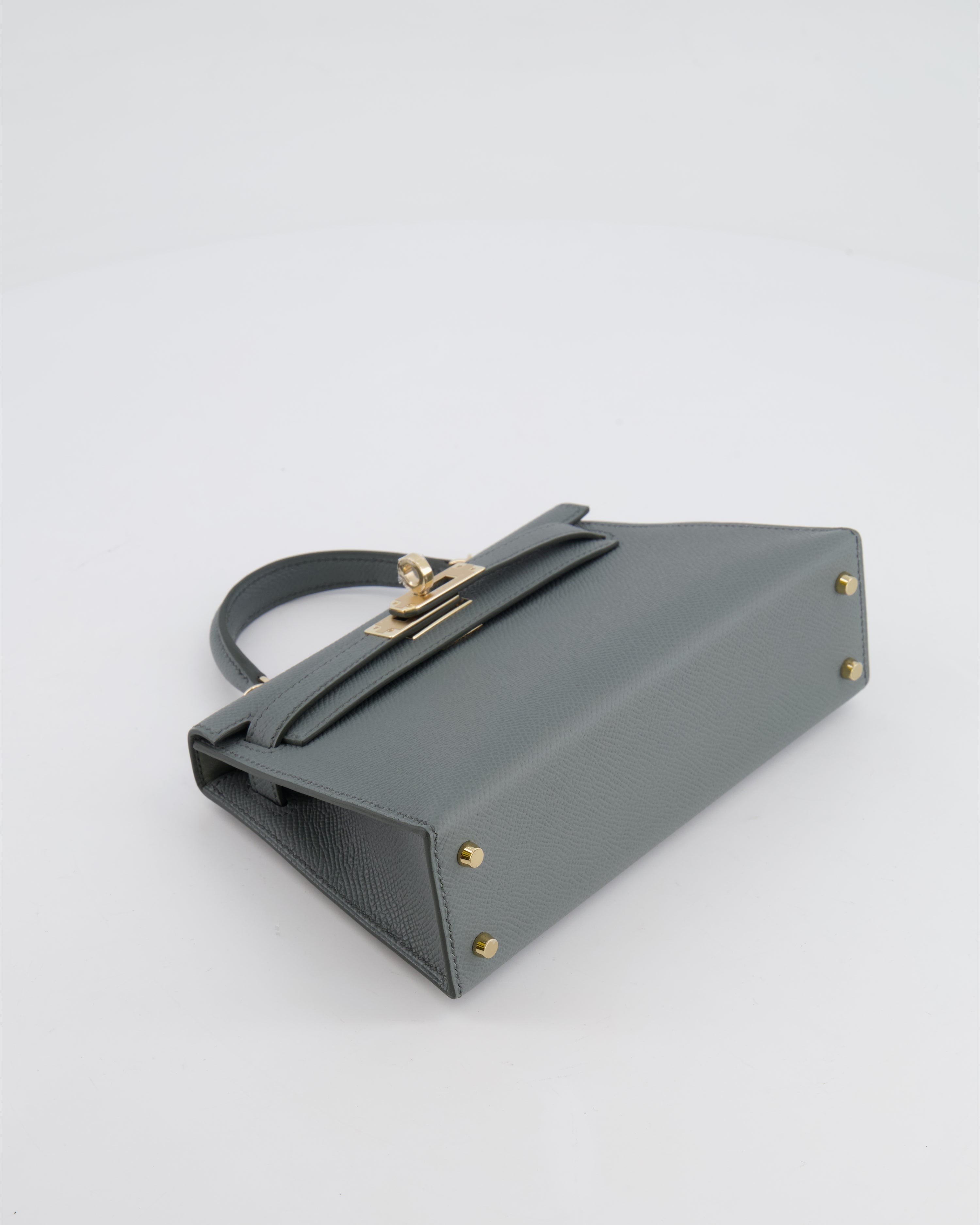 *RARE* Hermès Mini Kelly II 20 Bag in Vert Amande Epsom Leather with Permabrass Hardware