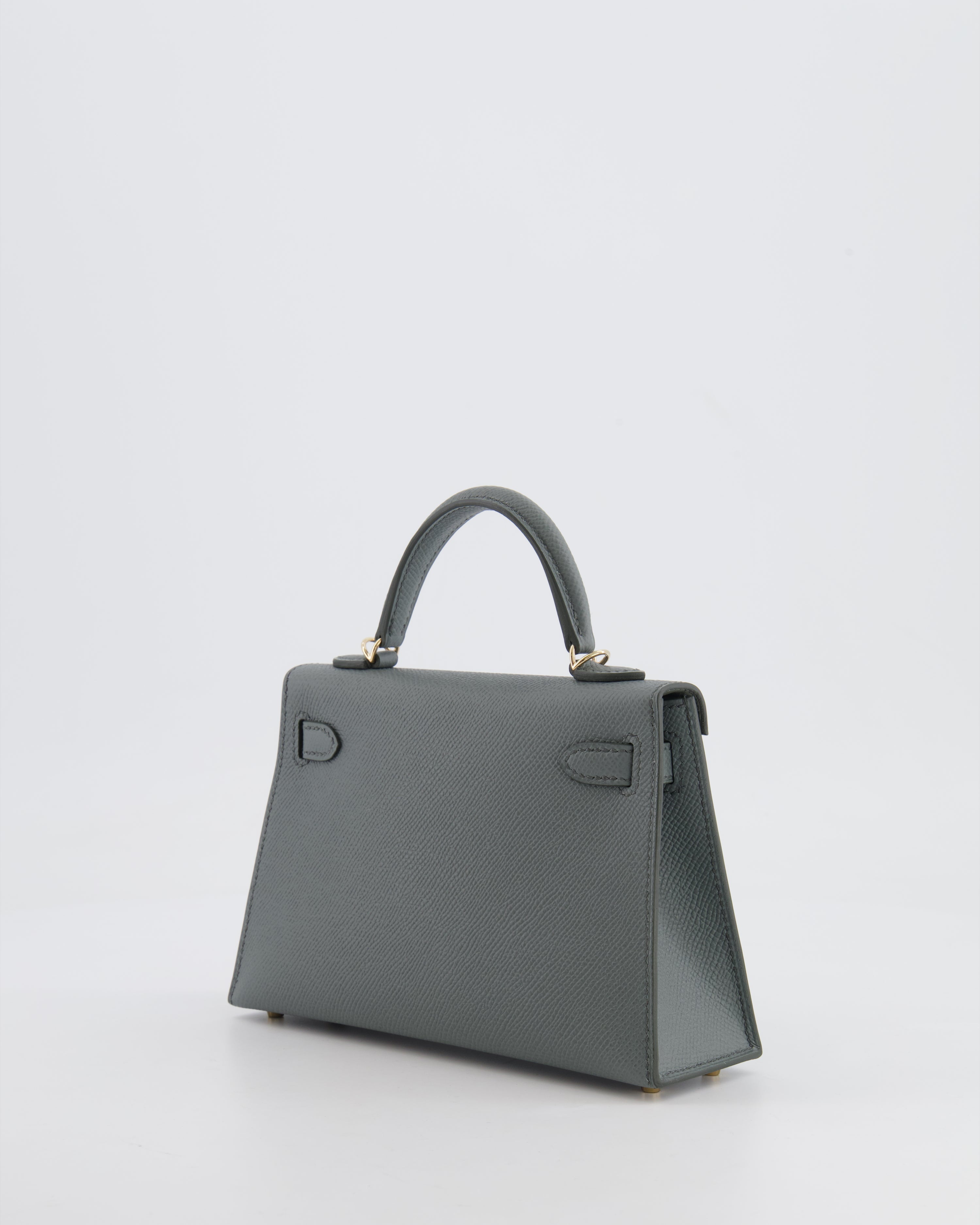*RARE* Hermès Mini Kelly II 20 Bag in Vert Amande Epsom Leather with Permabrass Hardware