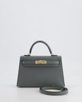 *RARE* Hermès Mini Kelly II 20 Bag in Vert Amande Epsom Leather with Permabrass Hardware