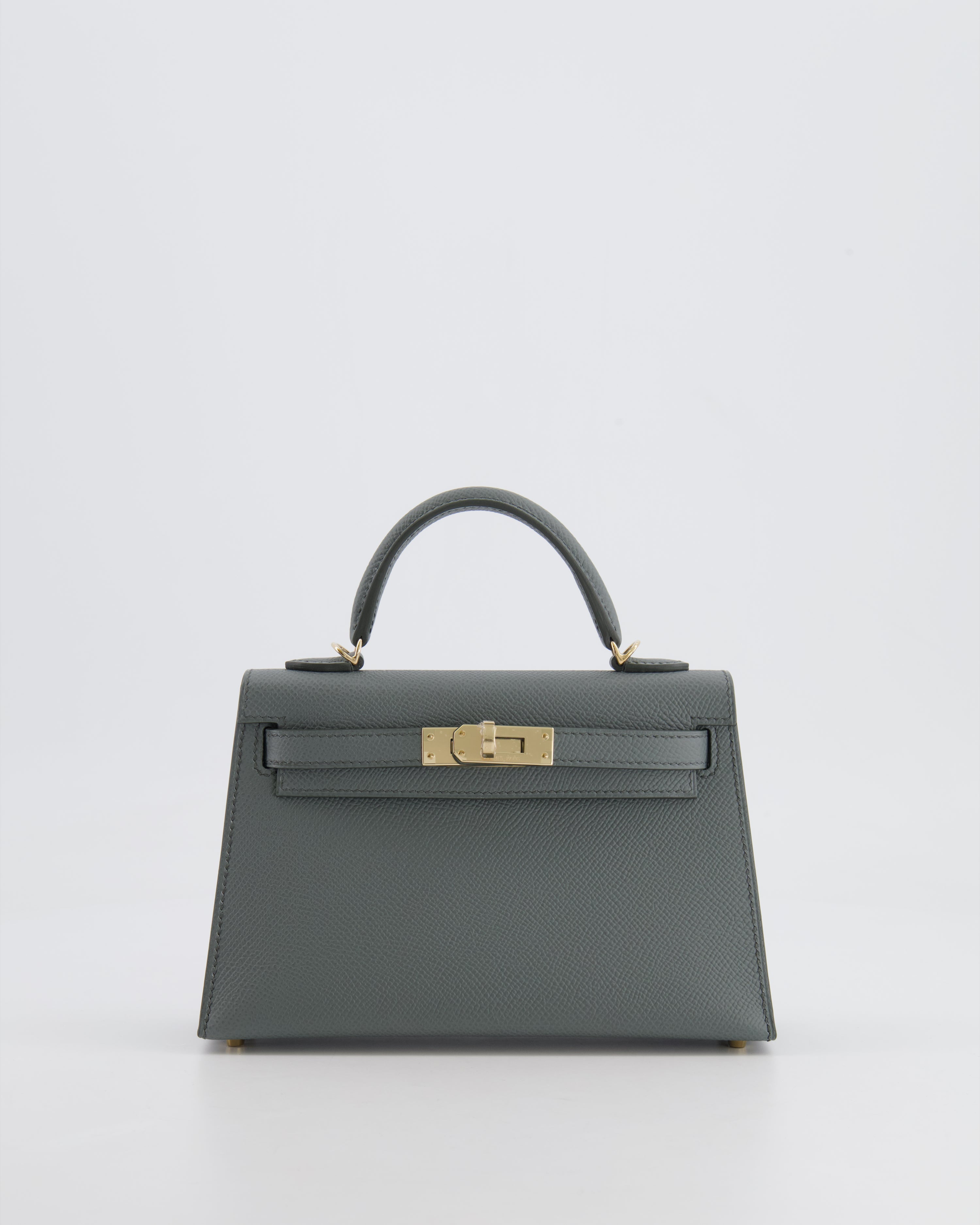 *RARE* Hermès Mini Kelly II 20 Bag in Vert Amande Epsom Leather with Permabrass Hardware