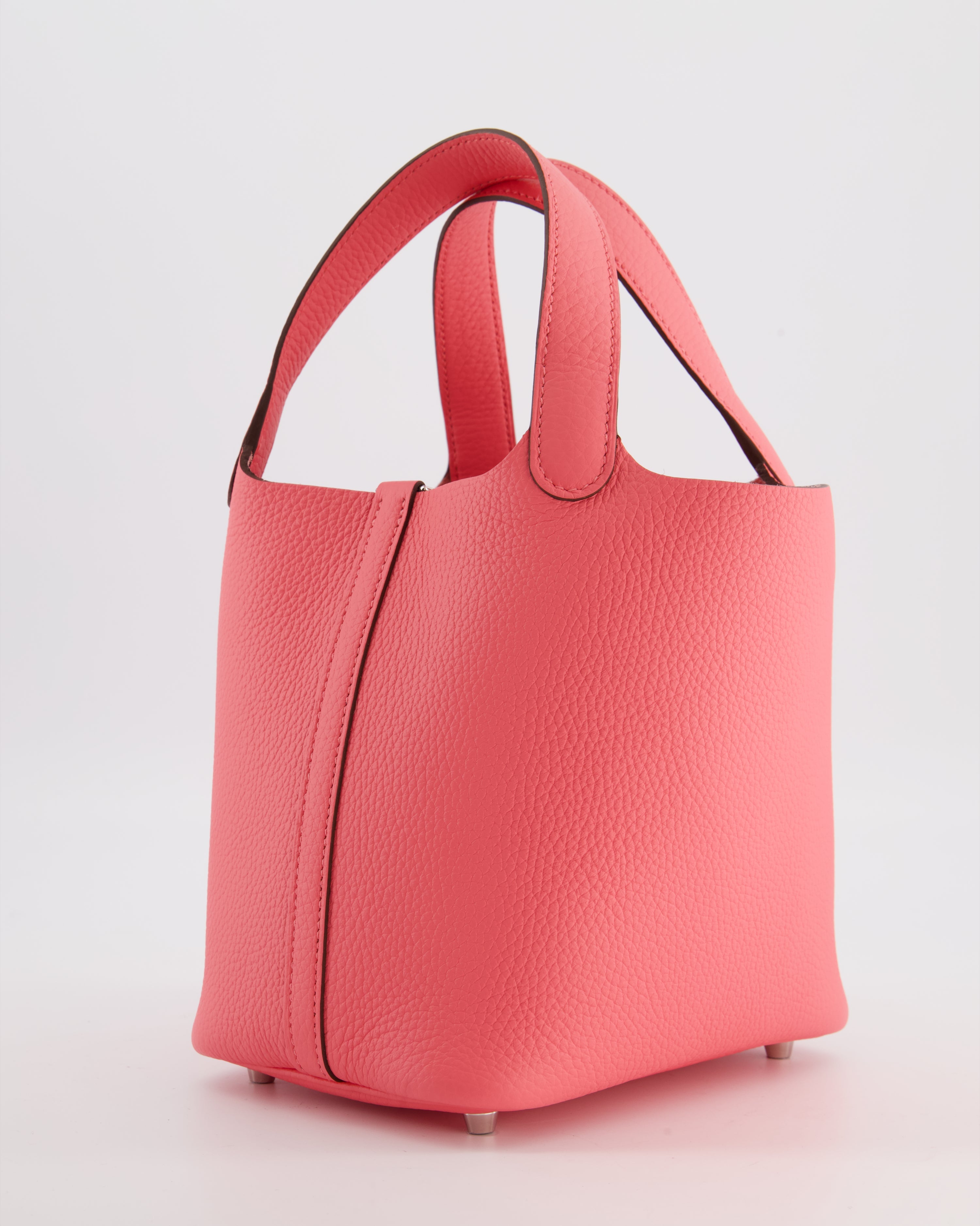 Hermès Picotin Lock 18 Bag in Rose Azalee Clemence Leather with Palladium Hardware