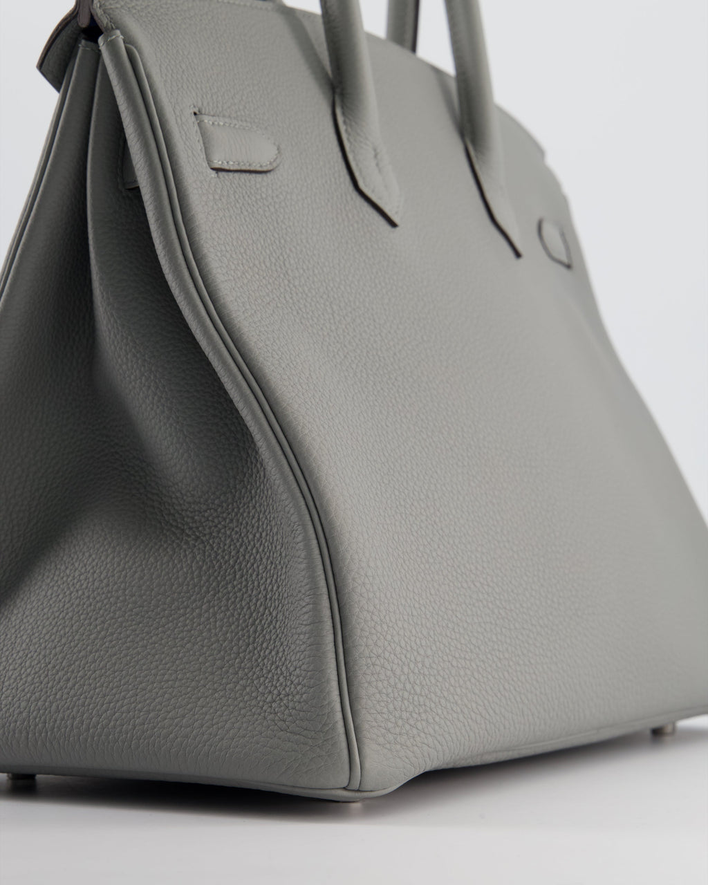 Hermès Birkin 35 Verso Retourne Bag in Gris Mouette Togo Leather and Blue Agate with Palladium Hardware