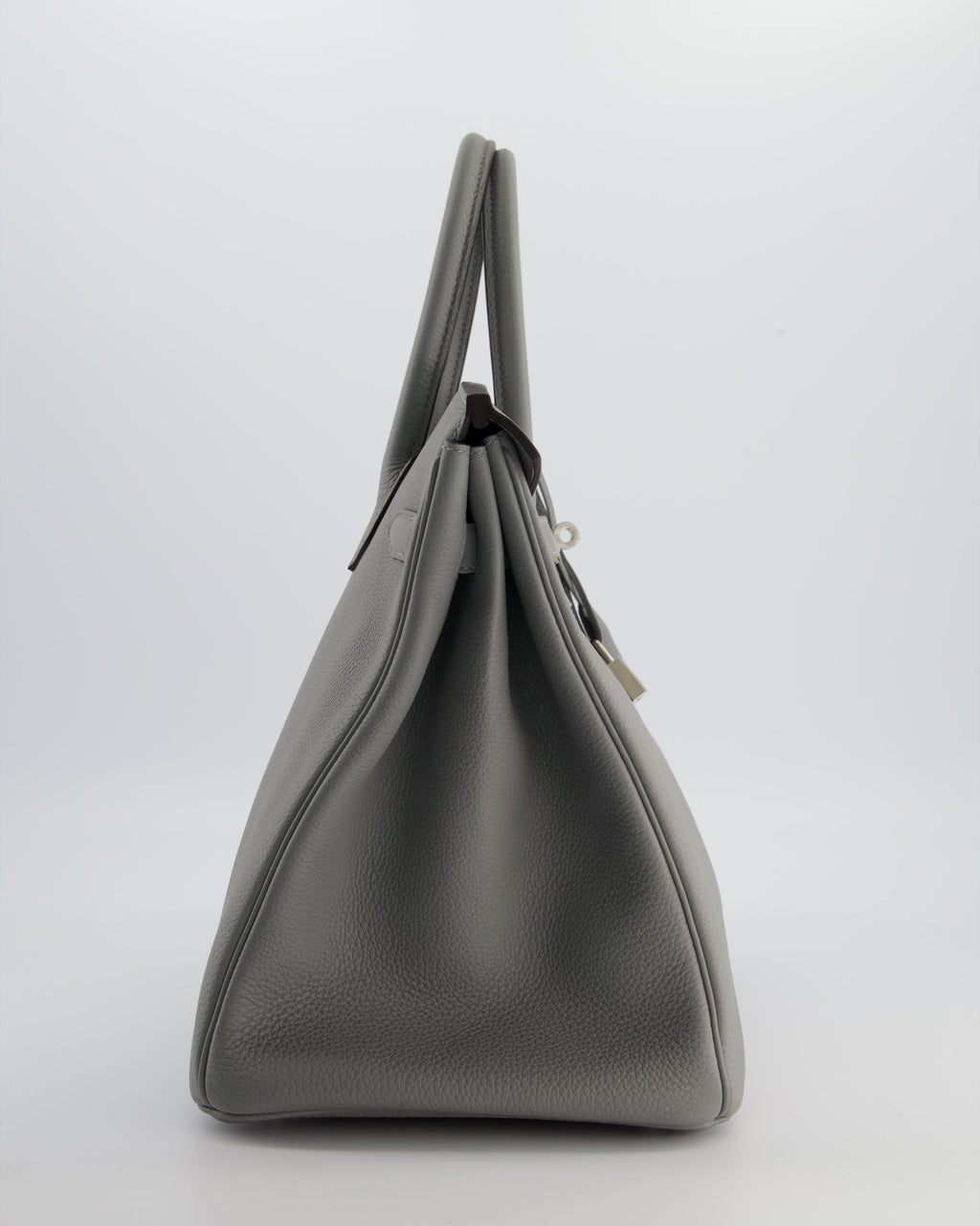 Hermès Birkin 35 Verso Retourne Bag in Gris Mouette Togo Leather and Blue Agate with Palladium Hardware