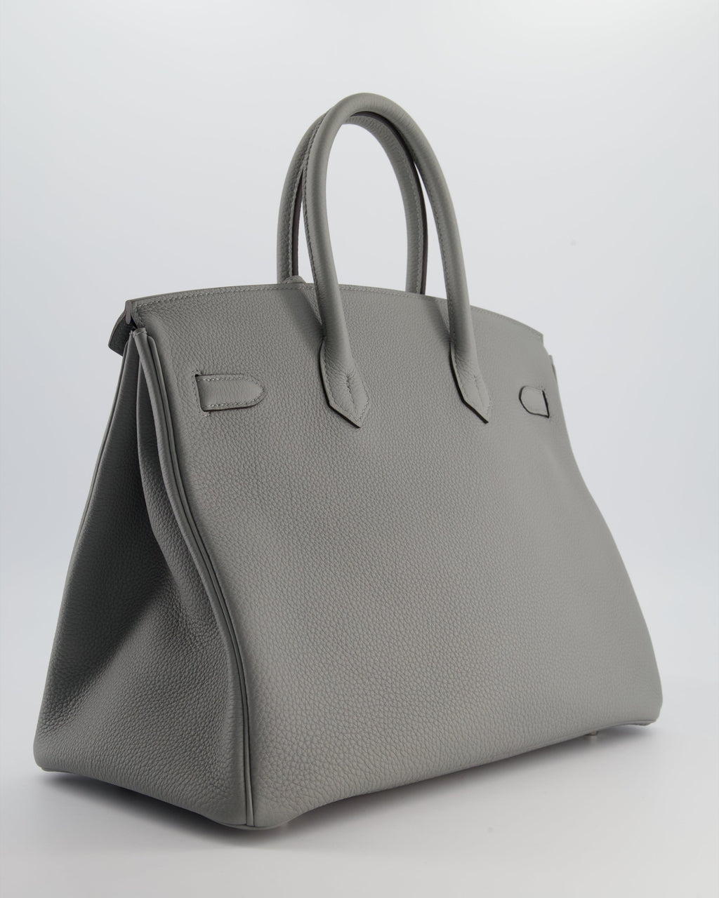 Hermès Birkin 35 Verso Retourne Bag in Gris Mouette Togo Leather and Blue Agate with Palladium Hardware