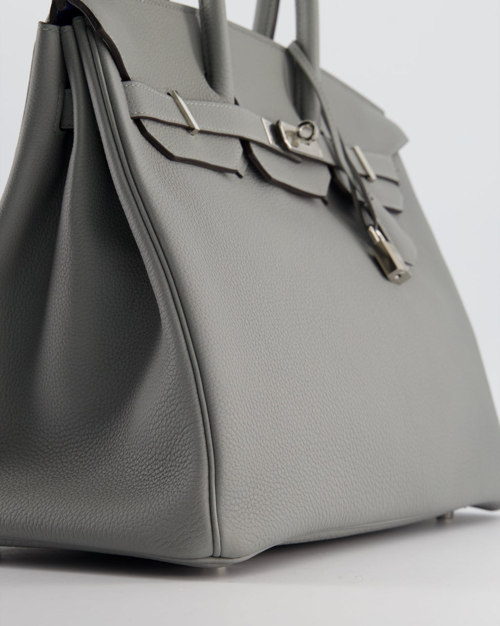 Hermès Birkin 35 Verso Retourne Bag in Gris Mouette Togo Leather and Blue Agate with Palladium Hardware