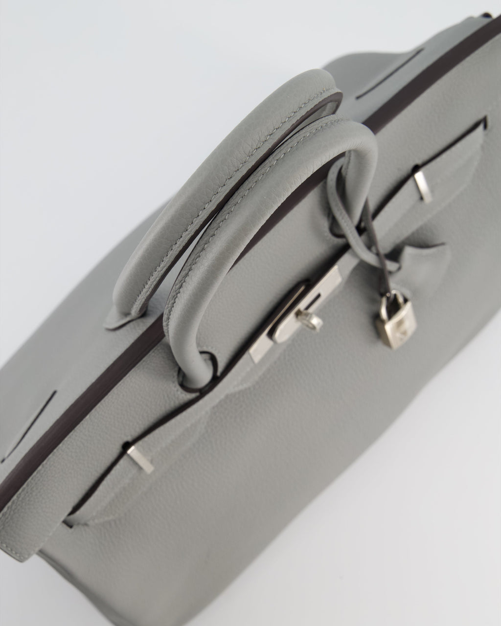 Hermès Birkin 35 Verso Retourne Bag in Gris Mouette Togo Leather and Blue Agate with Palladium Hardware