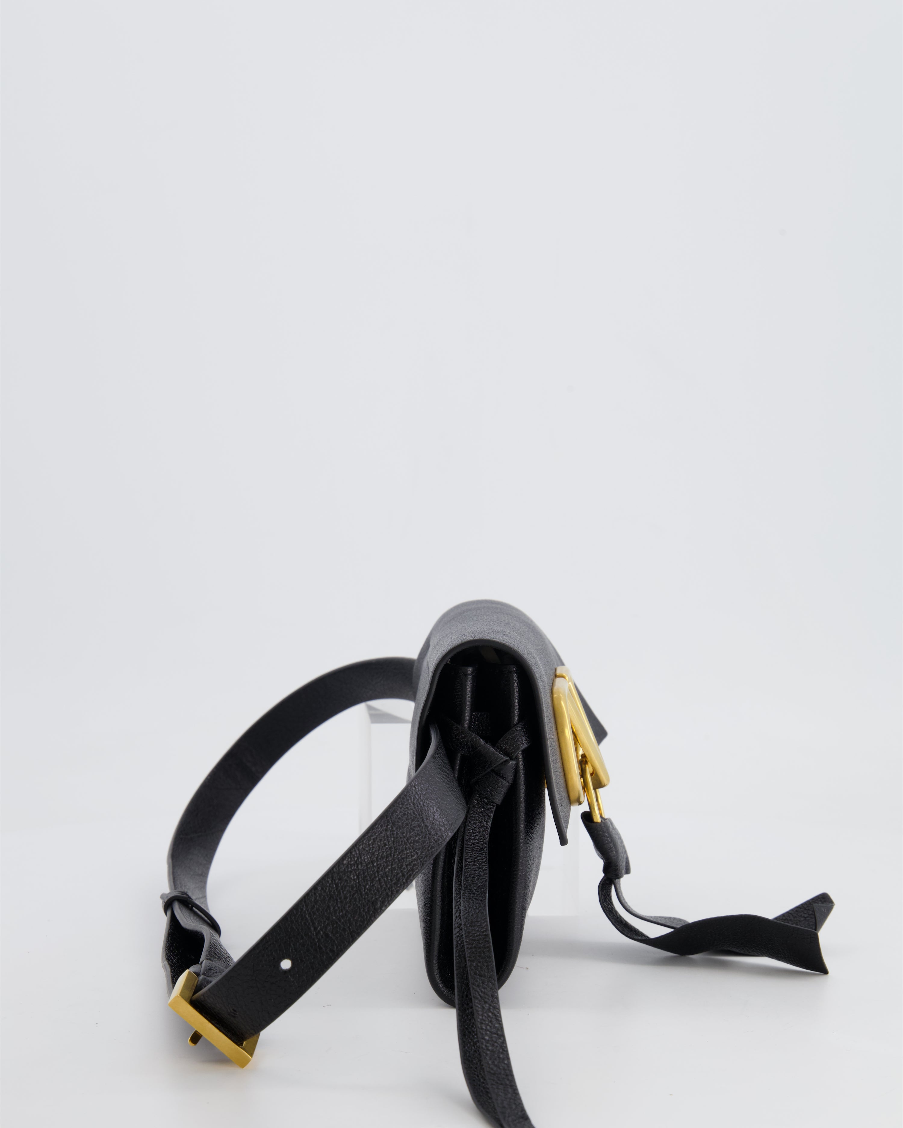 Valentino Black Leather VSling Belt Bag with Gold Logo RRP £1,450