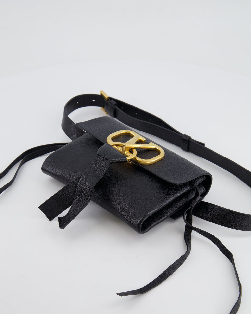 Valentino Black Leather VSling Belt Bag with Gold Logo RRP £1,450