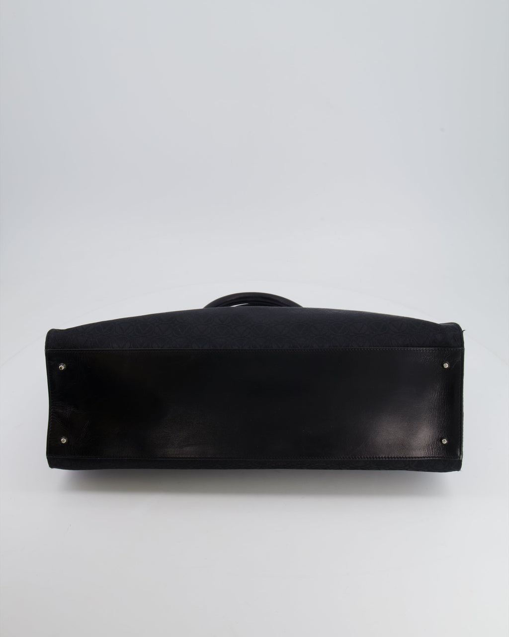 Valentino Black Monogram Canvas and Leather Tote Bag with VRing Logo