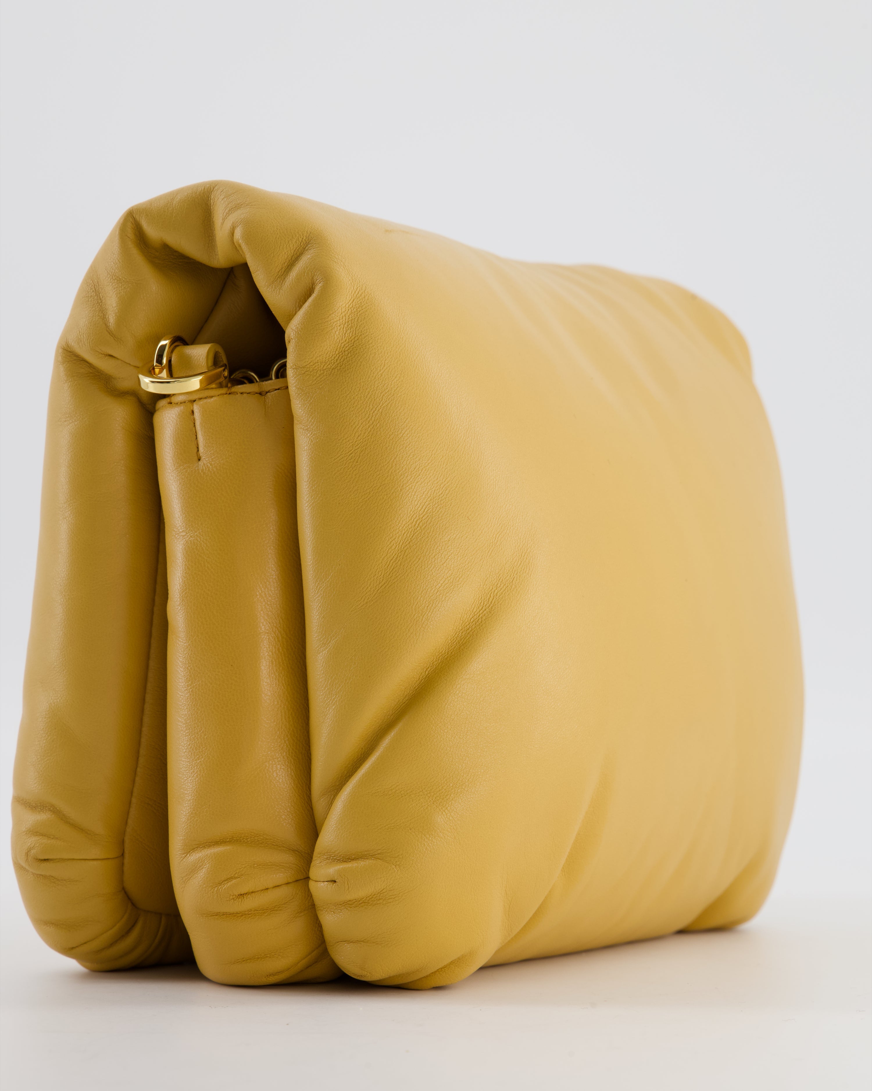 Loewe Yellow Goya Puffer Bag in Lamb Nappa Leather with Gold Hardware