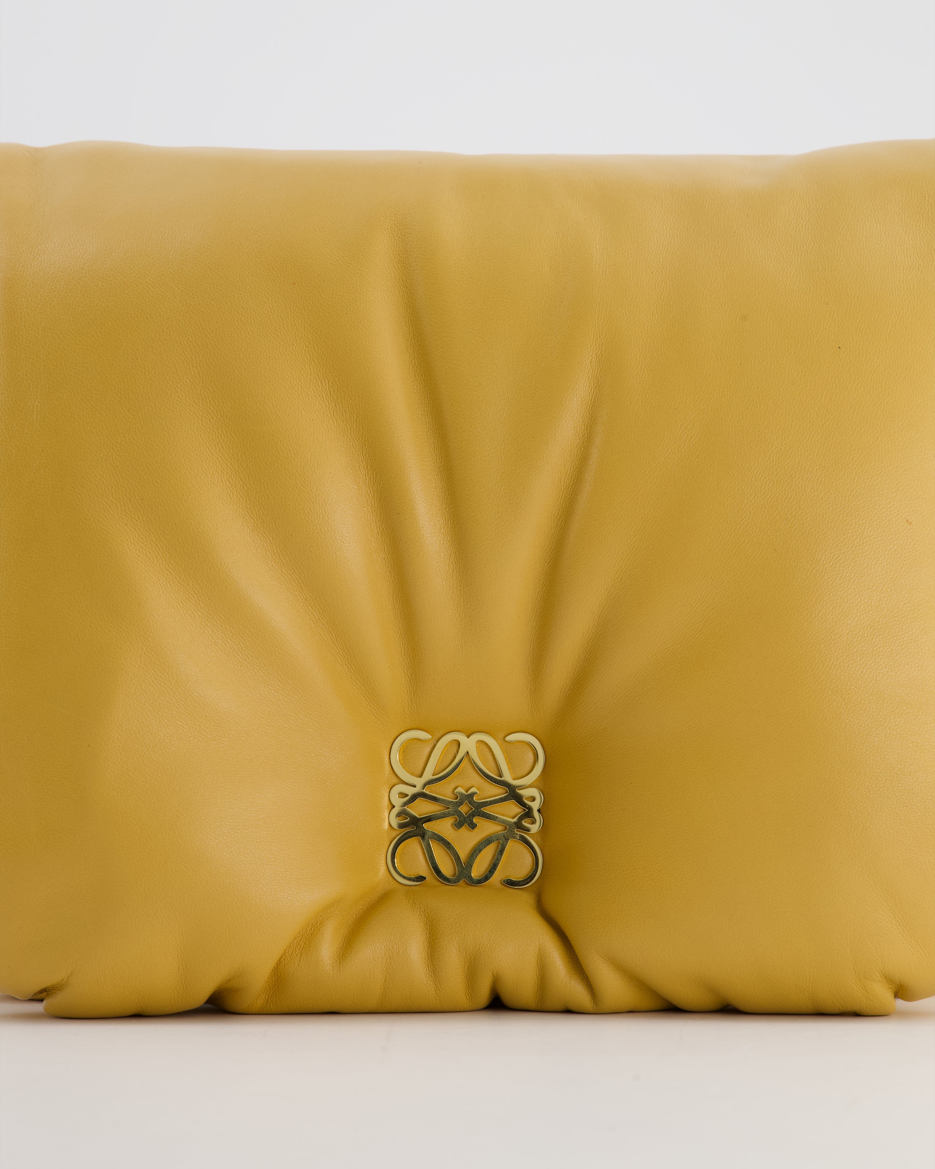 Loewe Yellow Goya Puffer Bag in Lamb Nappa Leather with Gold Hardware