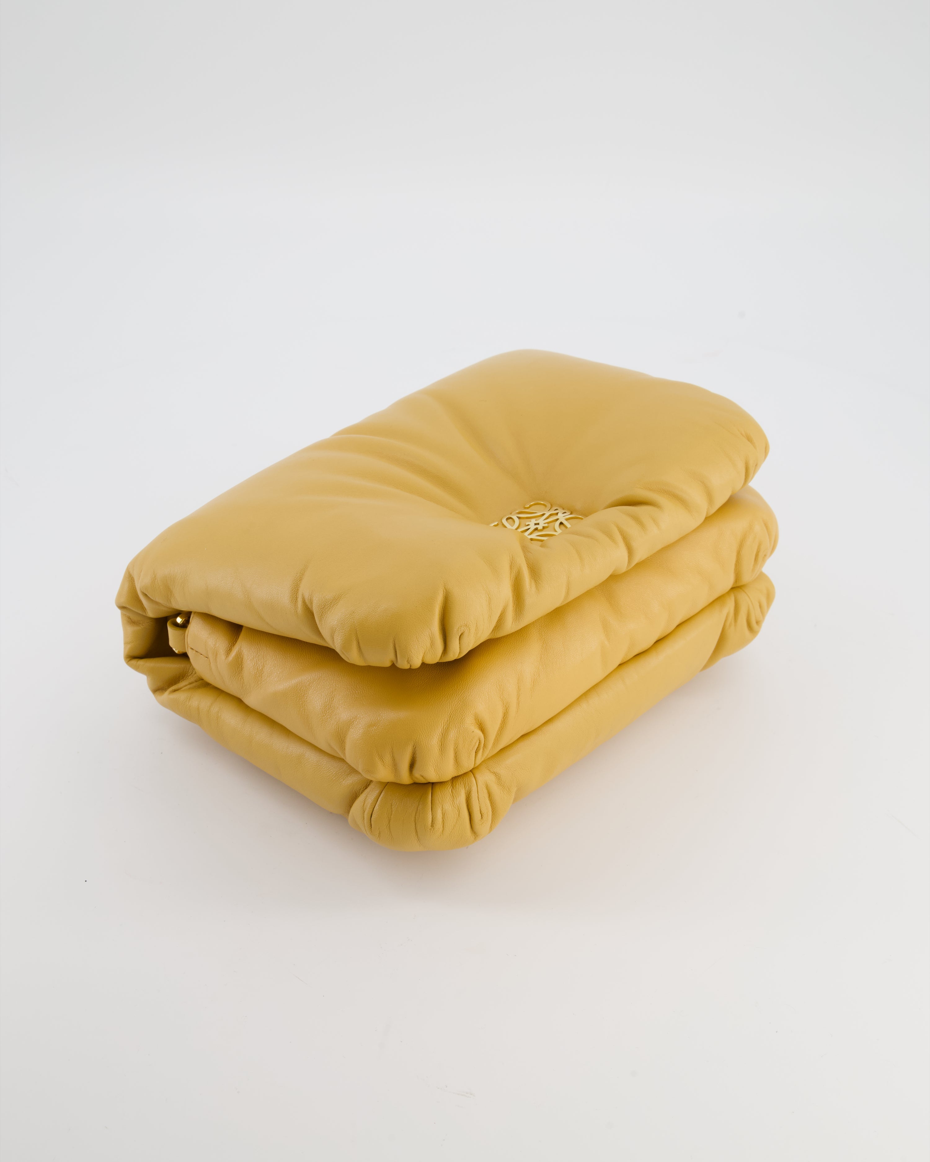 Loewe Yellow Goya Puffer Bag in Lamb Nappa Leather with Gold Hardware