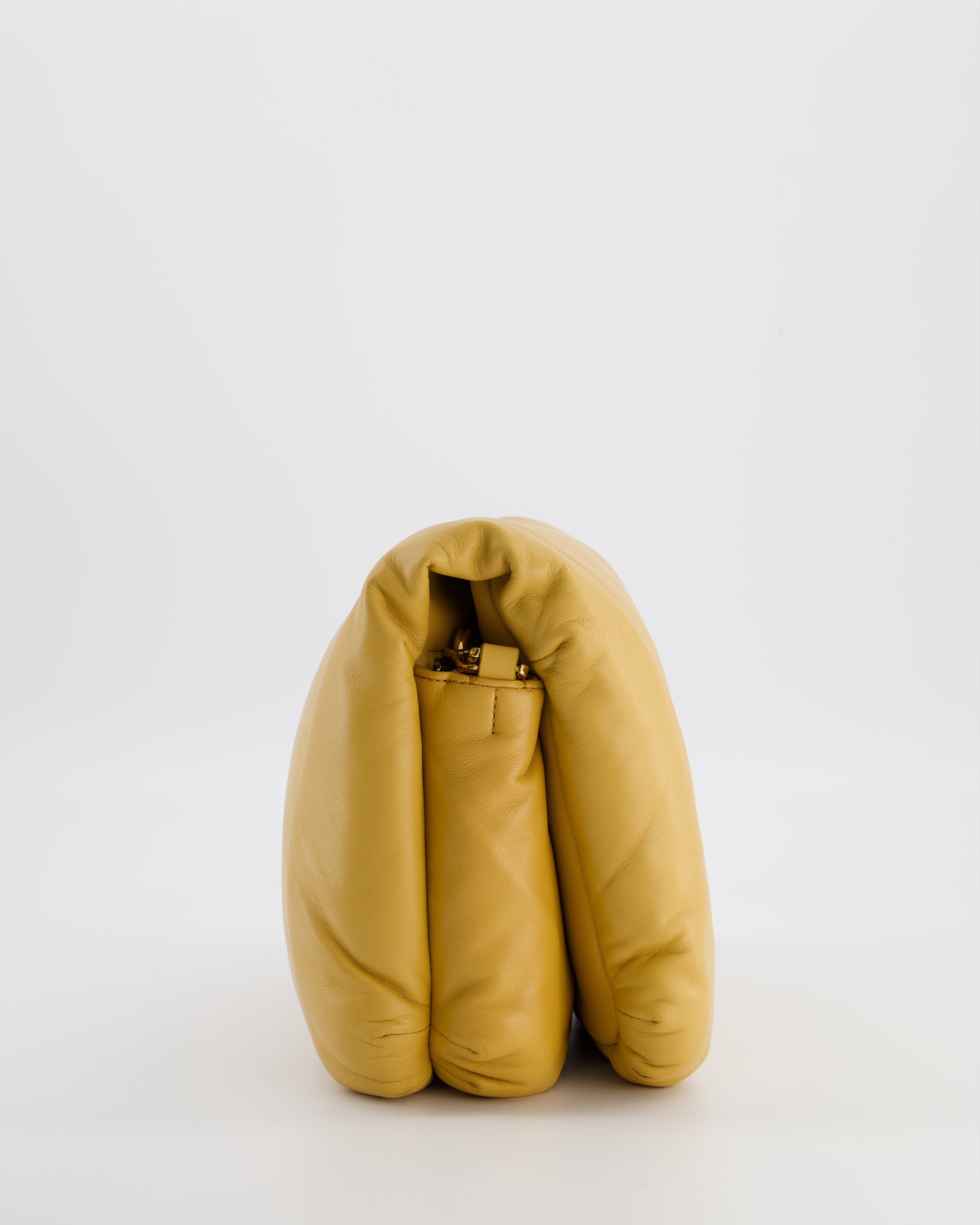 Loewe Yellow Goya Puffer Bag in Lamb Nappa Leather with Gold Hardware