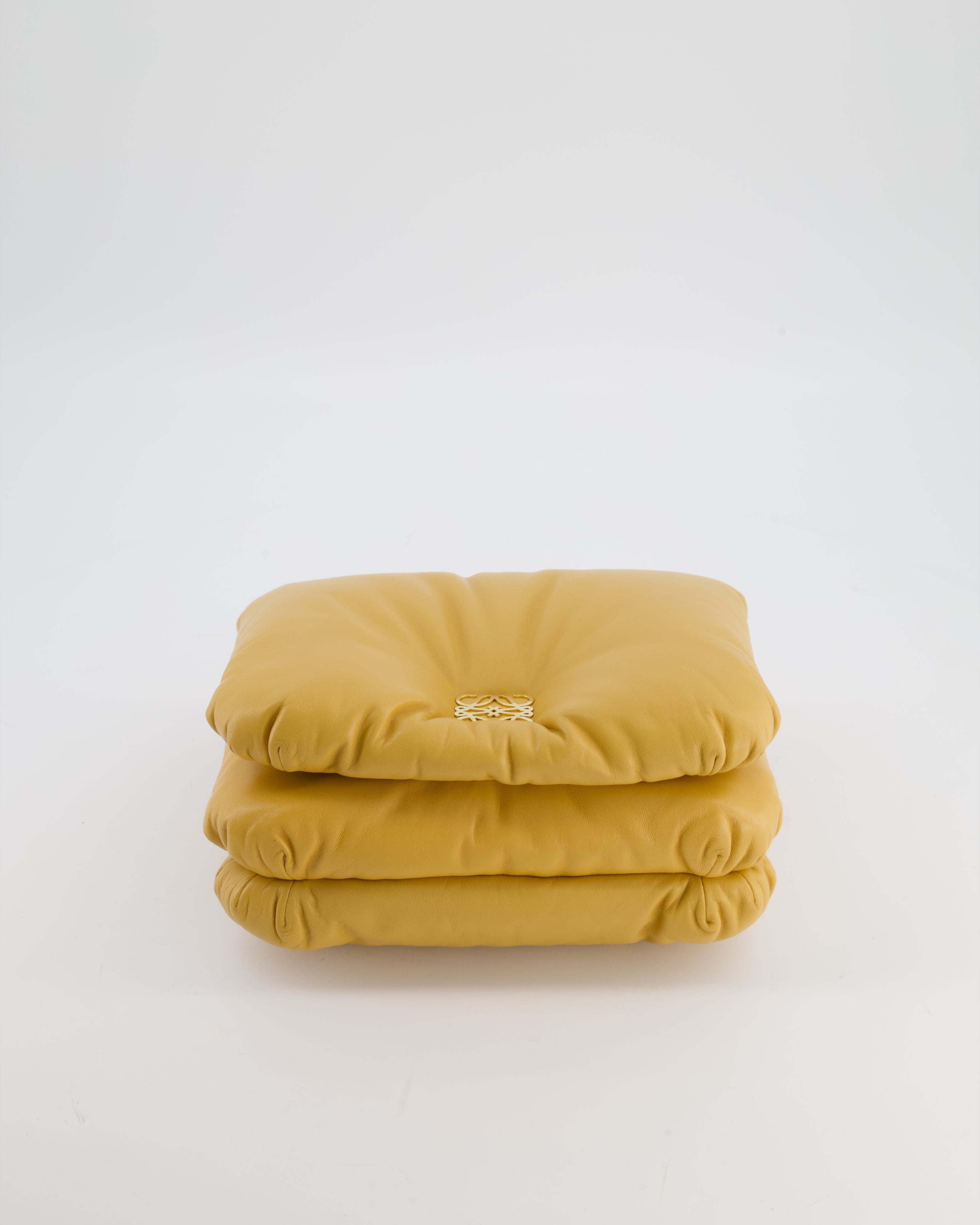 Loewe Yellow Goya Puffer Bag in Lamb Nappa Leather with Gold Hardware