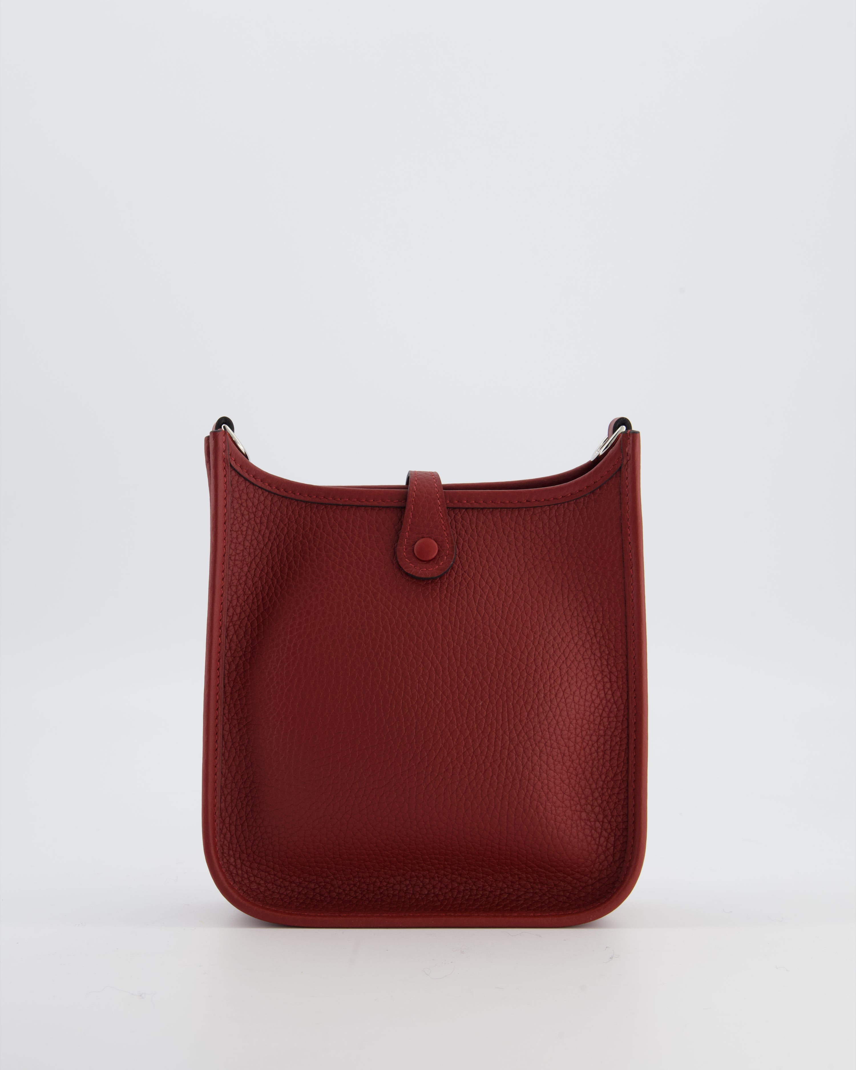 Hermès Mini Evelyne Bag in Rouge H in Clemence Leather with Palladium Hardware