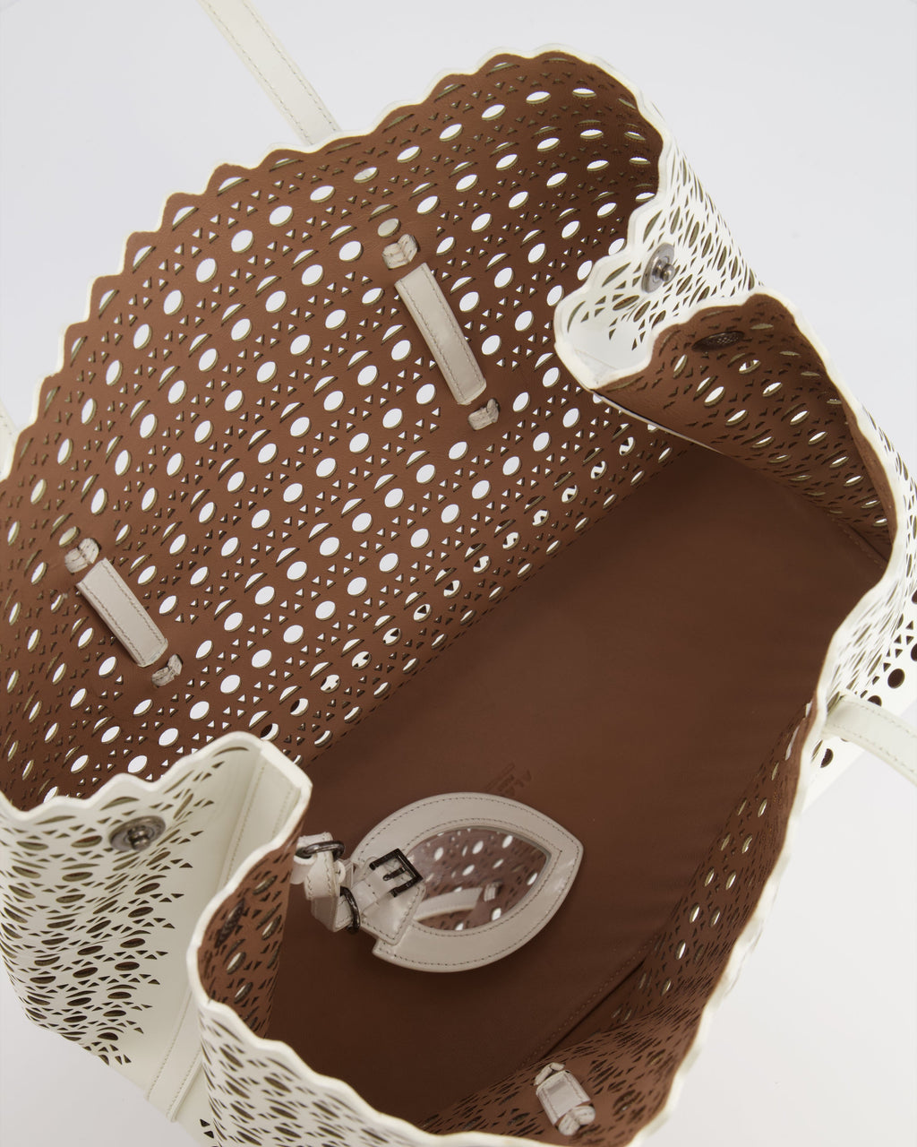 Alaia White Perforated Medium Leather Mina Tote Bag RRP £2,200