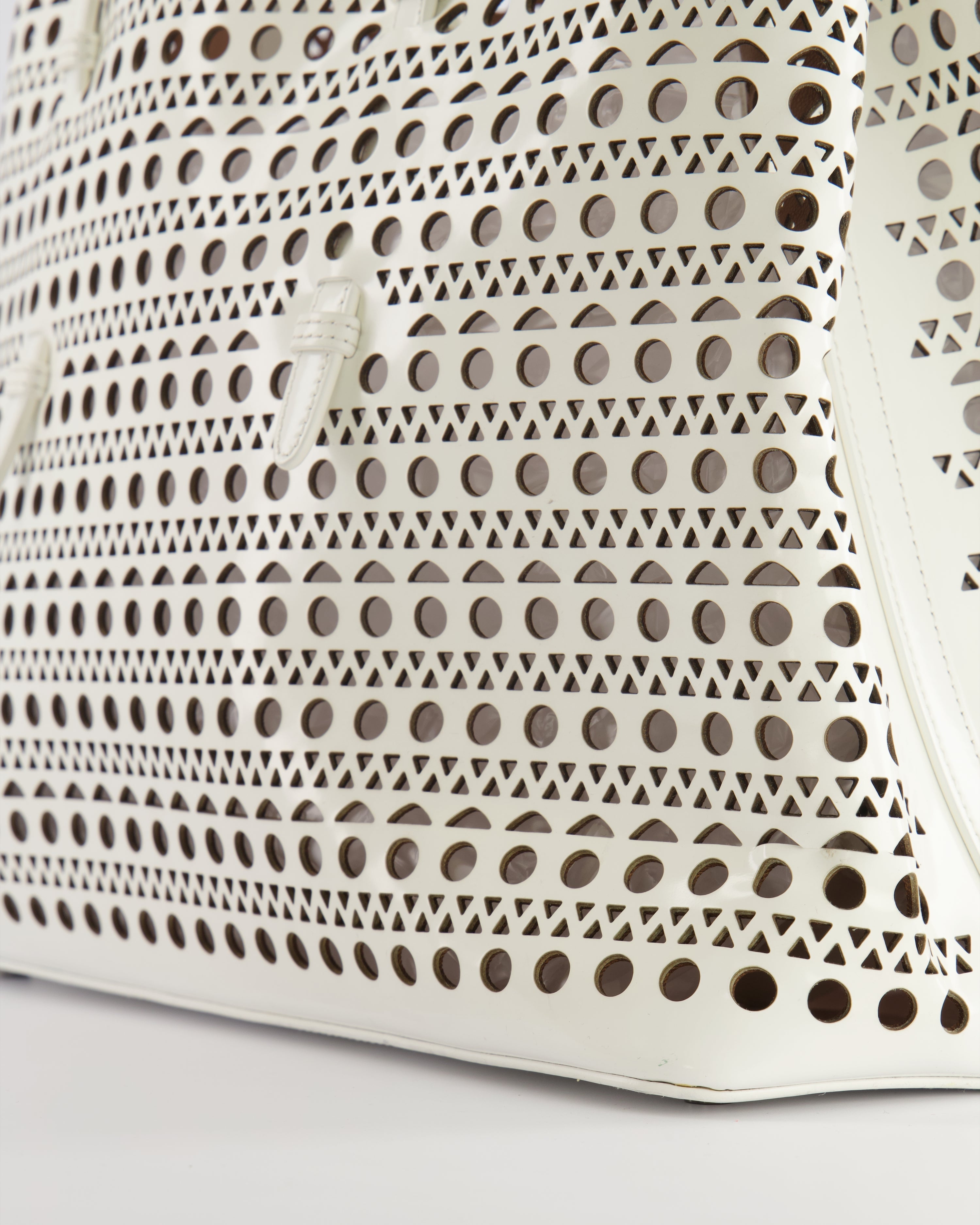 Alaia White Perforated Medium Leather Mina Tote Bag RRP £2,200