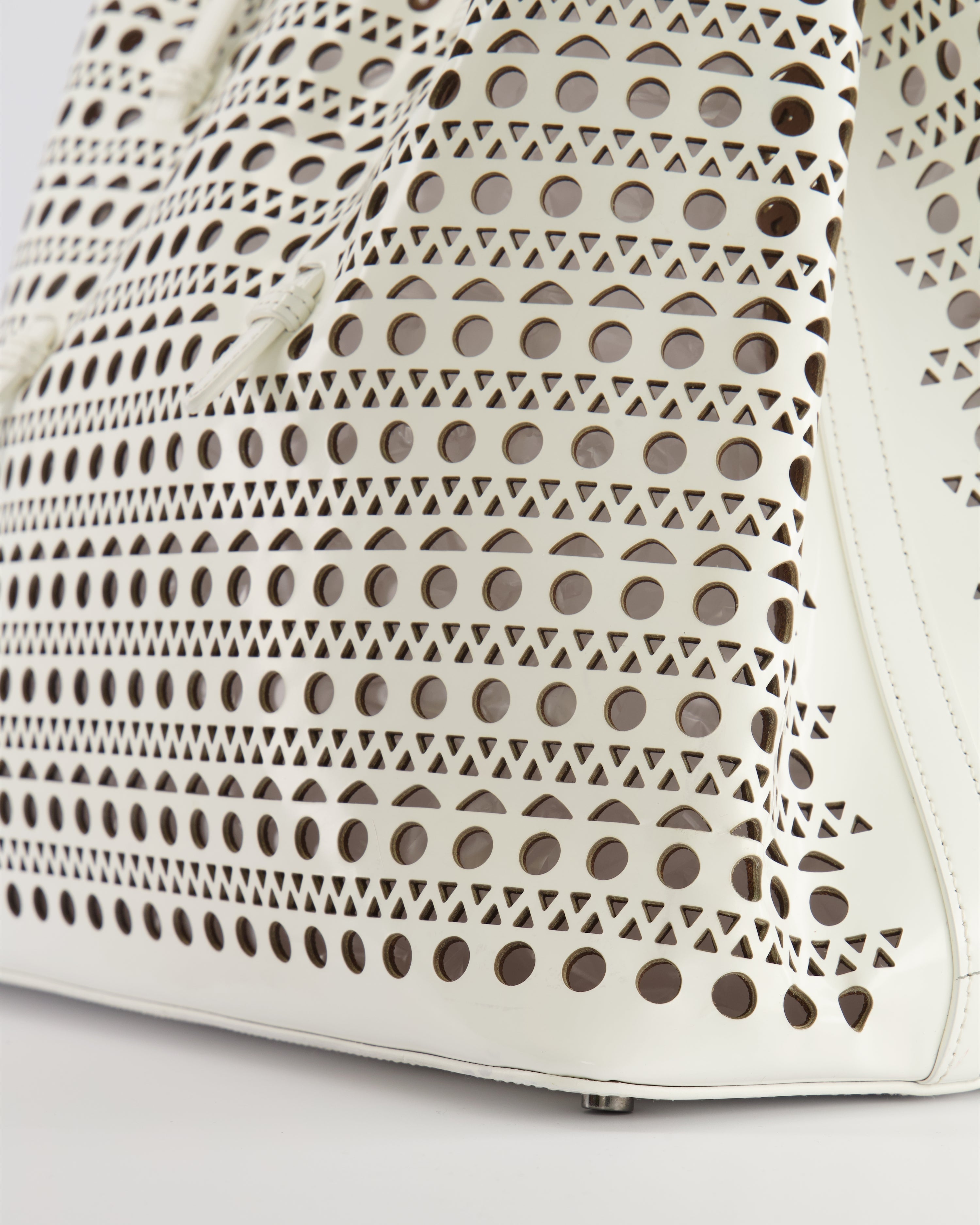 Alaia White Perforated Medium Leather Mina Tote Bag RRP £2,200