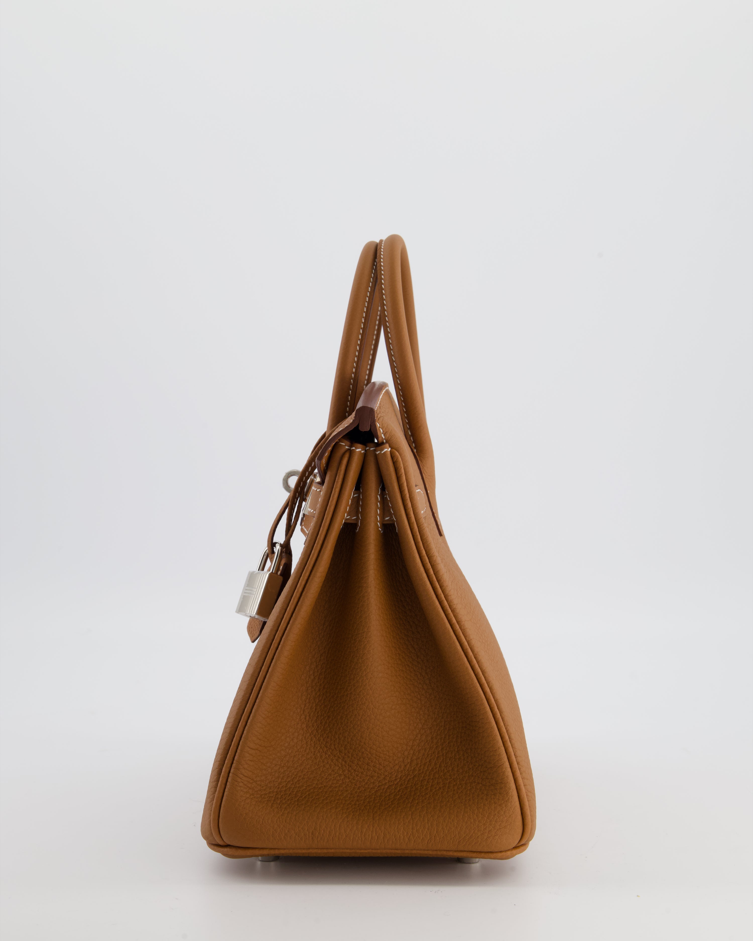 *HOT* Hermès Birkin 25 Retourne Bag in Gold Togo Leather with Palladium Hardware