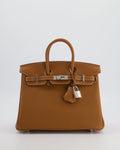 *HOT* Hermès Birkin 25 Retourne Bag in Gold Togo Leather with Palladium Hardware