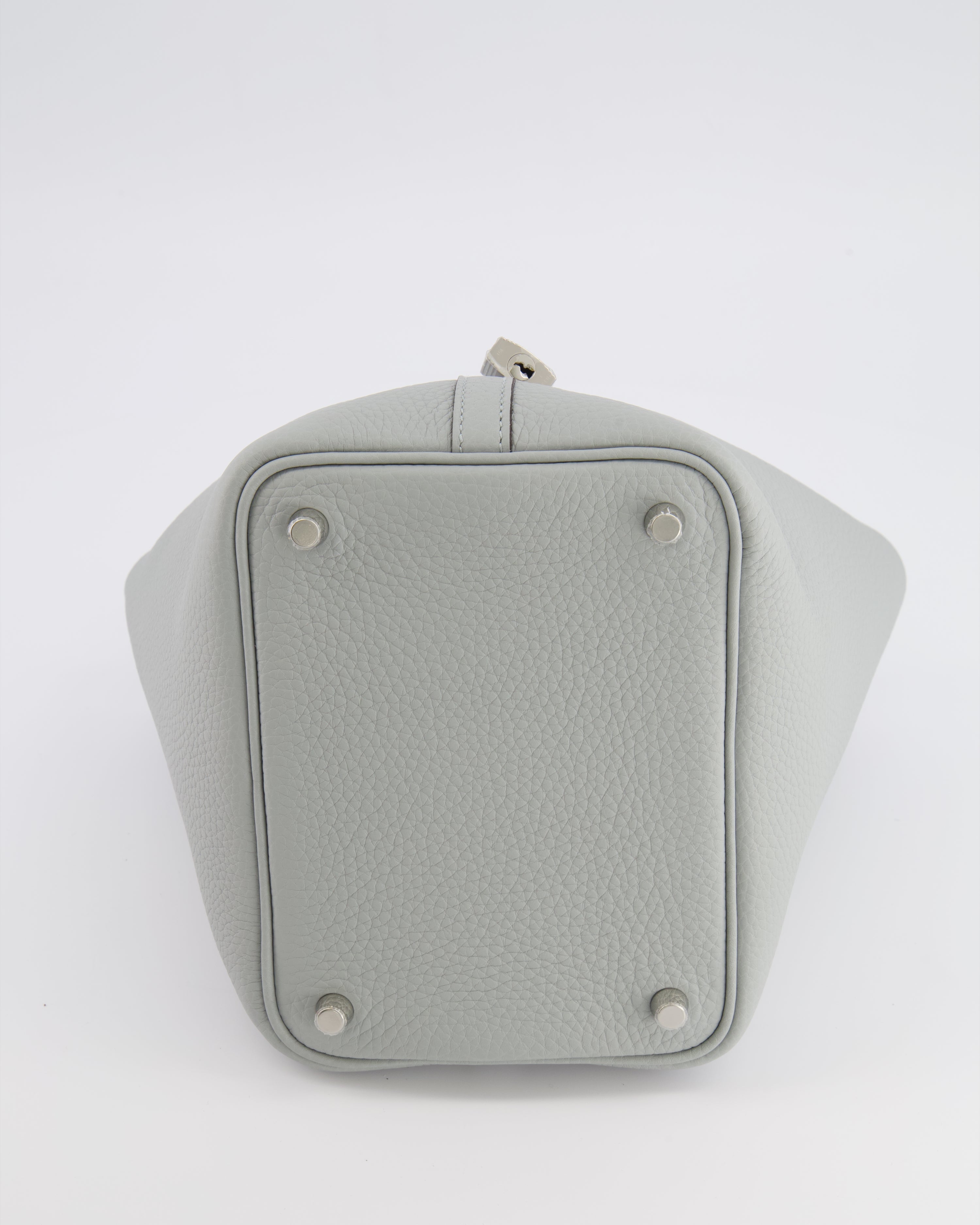 *HOT* Hermès Picotin Lock Bag 18cm in Bleu Glacier Clemence Leather with Palladium Hardware