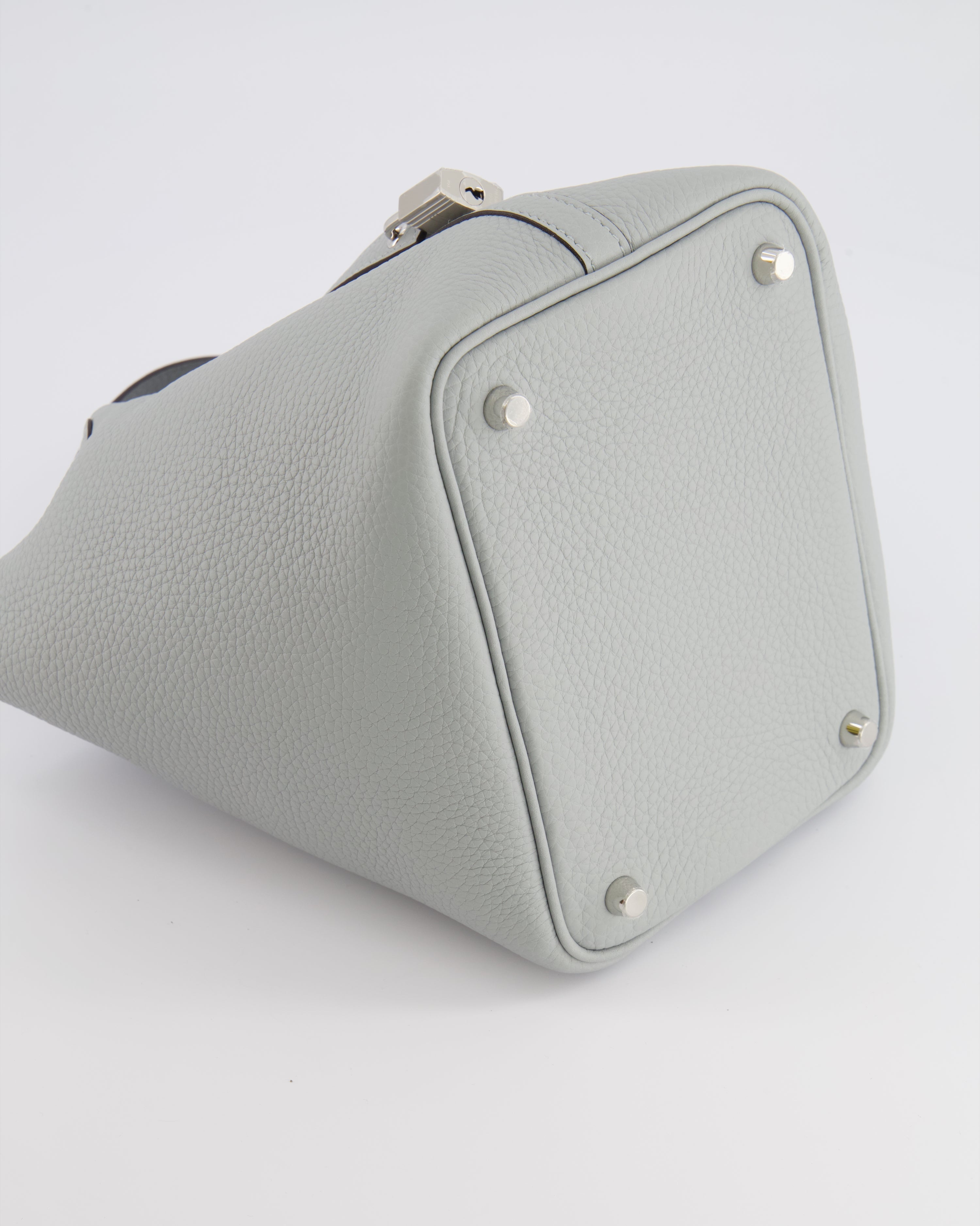 *HOT* Hermès Picotin Lock Bag 18cm in Bleu Glacier Clemence Leather with Palladium Hardware