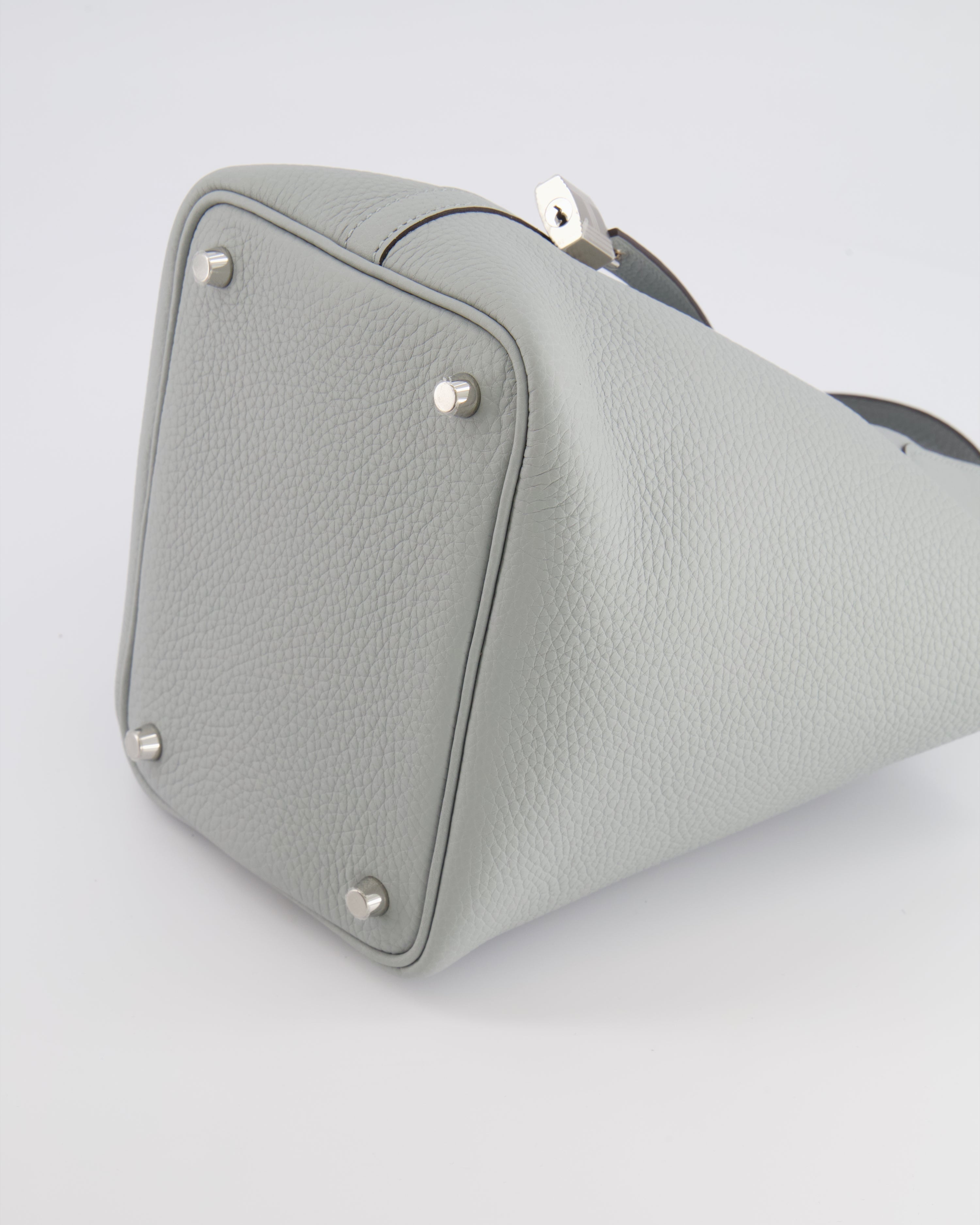 *HOT* Hermès Picotin Lock Bag 18cm in Bleu Glacier Clemence Leather with Palladium Hardware
