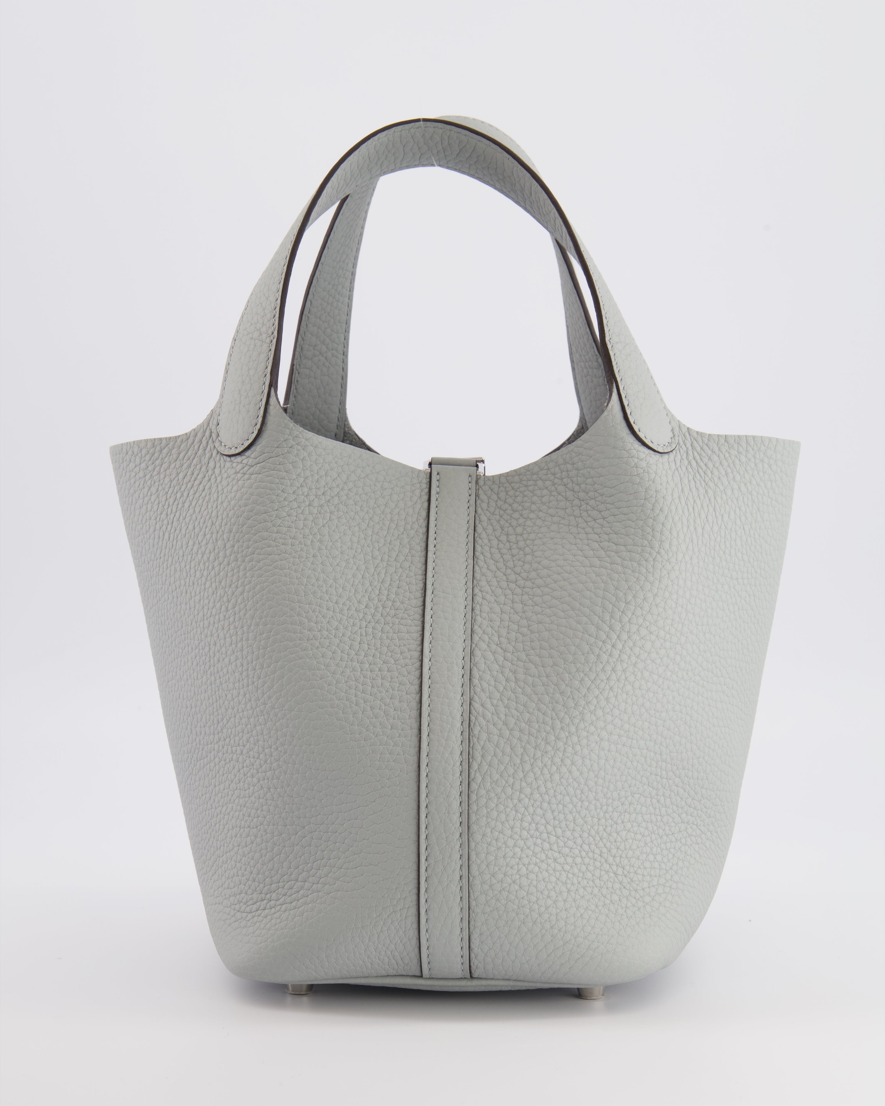 *HOT* Hermès Picotin Lock Bag 18cm in Bleu Glacier Clemence Leather with Palladium Hardware