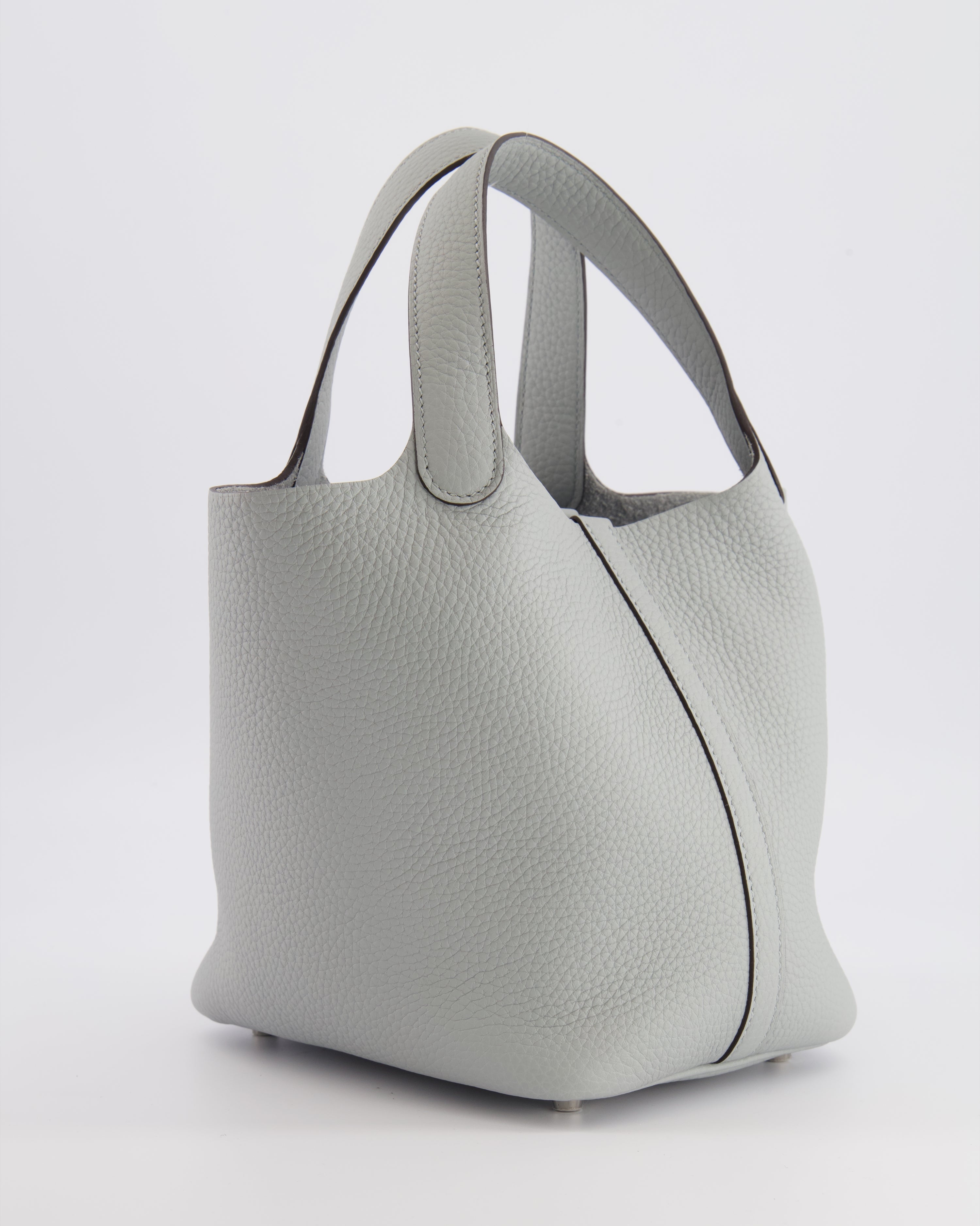 *HOT* Hermès Picotin Lock Bag 18cm in Bleu Glacier Clemence Leather with Palladium Hardware