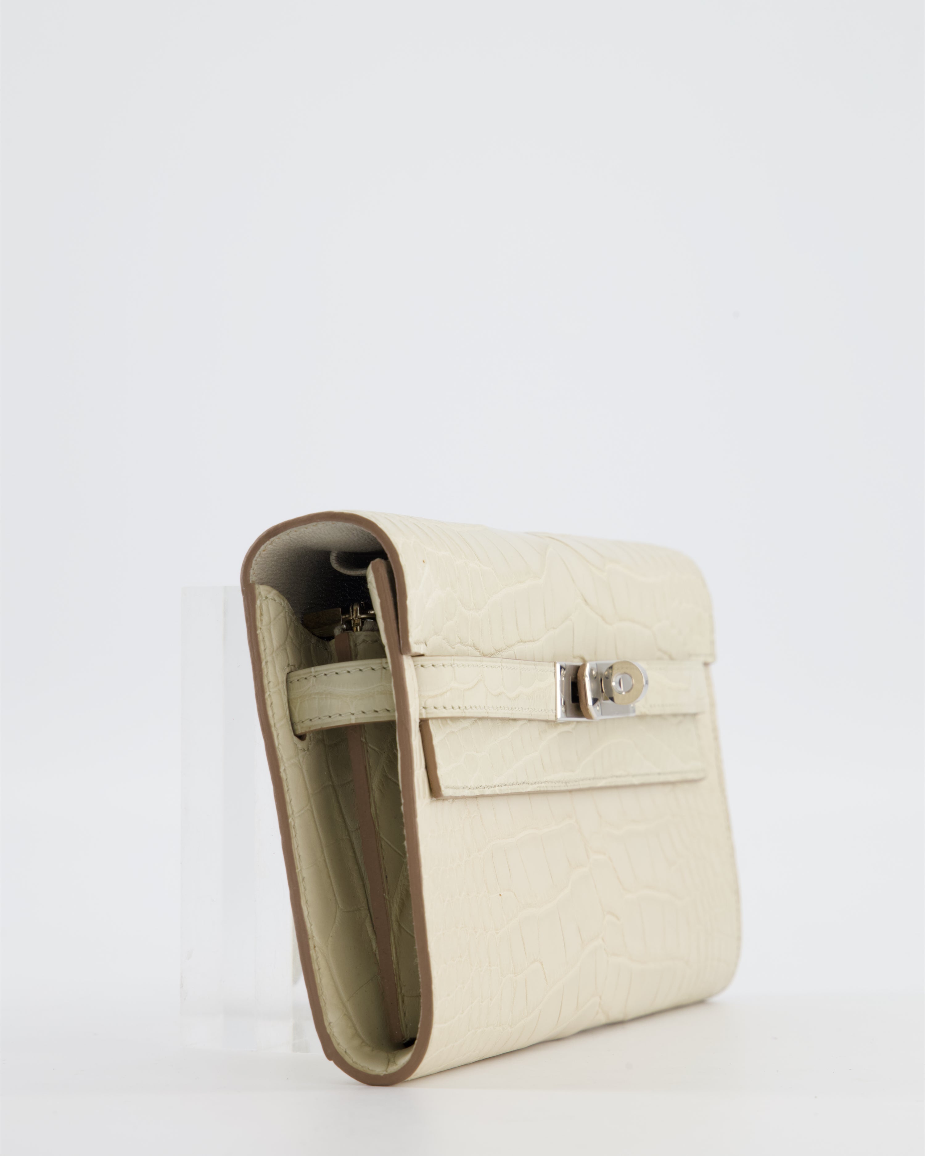 Hermès Kelly To Go Bag in Beton Alligator Mississippiensis Leather with Palladium Hardware