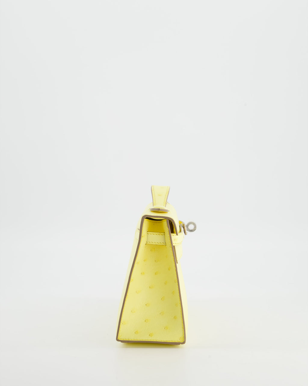 Hermès Kelly Pochette Bag in Limoncello Ostrich Leather with Palladium Hardware