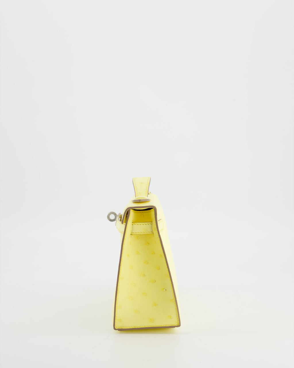 Hermès Kelly Pochette Bag in Limoncello Ostrich Leather with Palladium Hardware