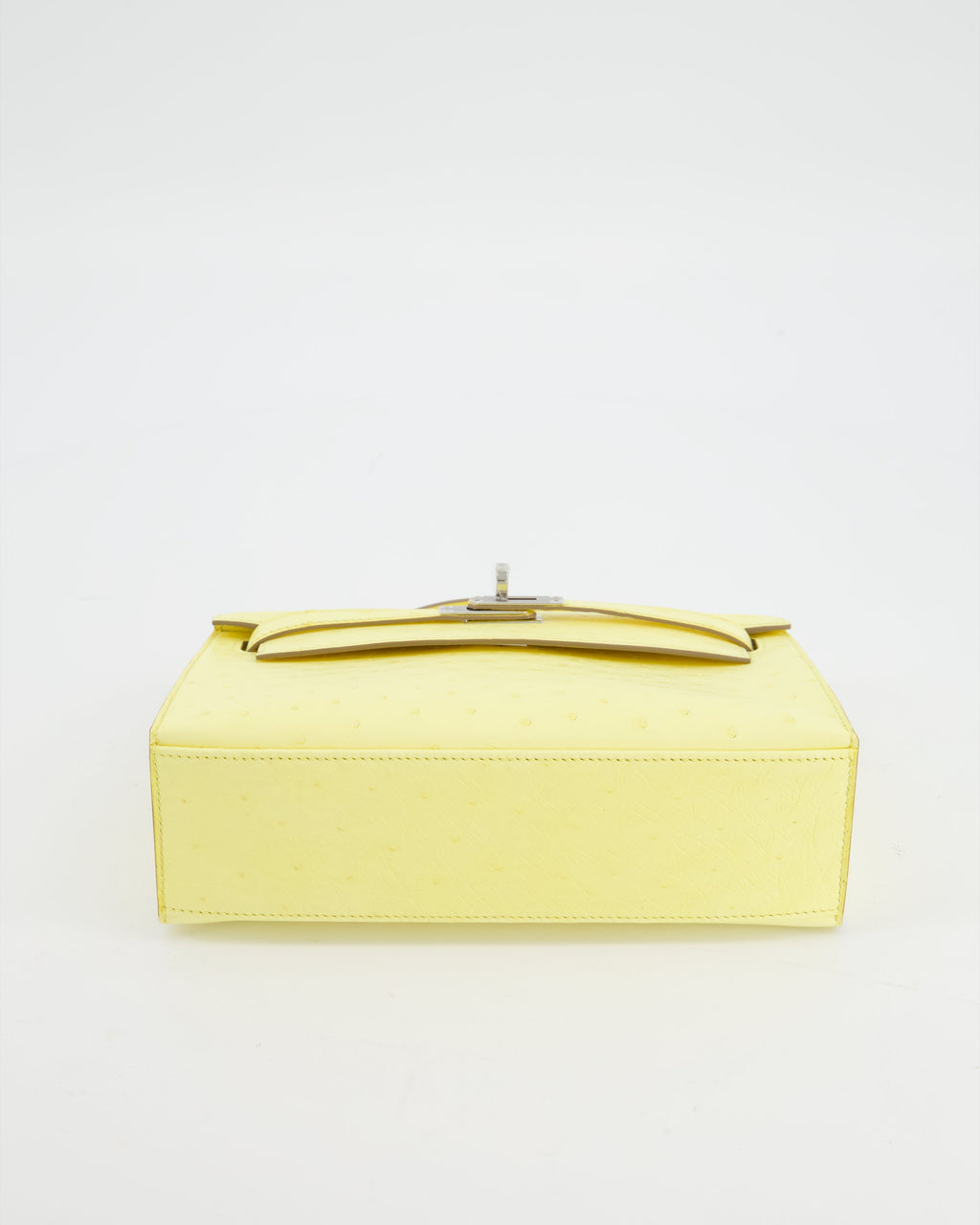 Hermès Kelly Pochette Bag in Limoncello Ostrich Leather with Palladium Hardware