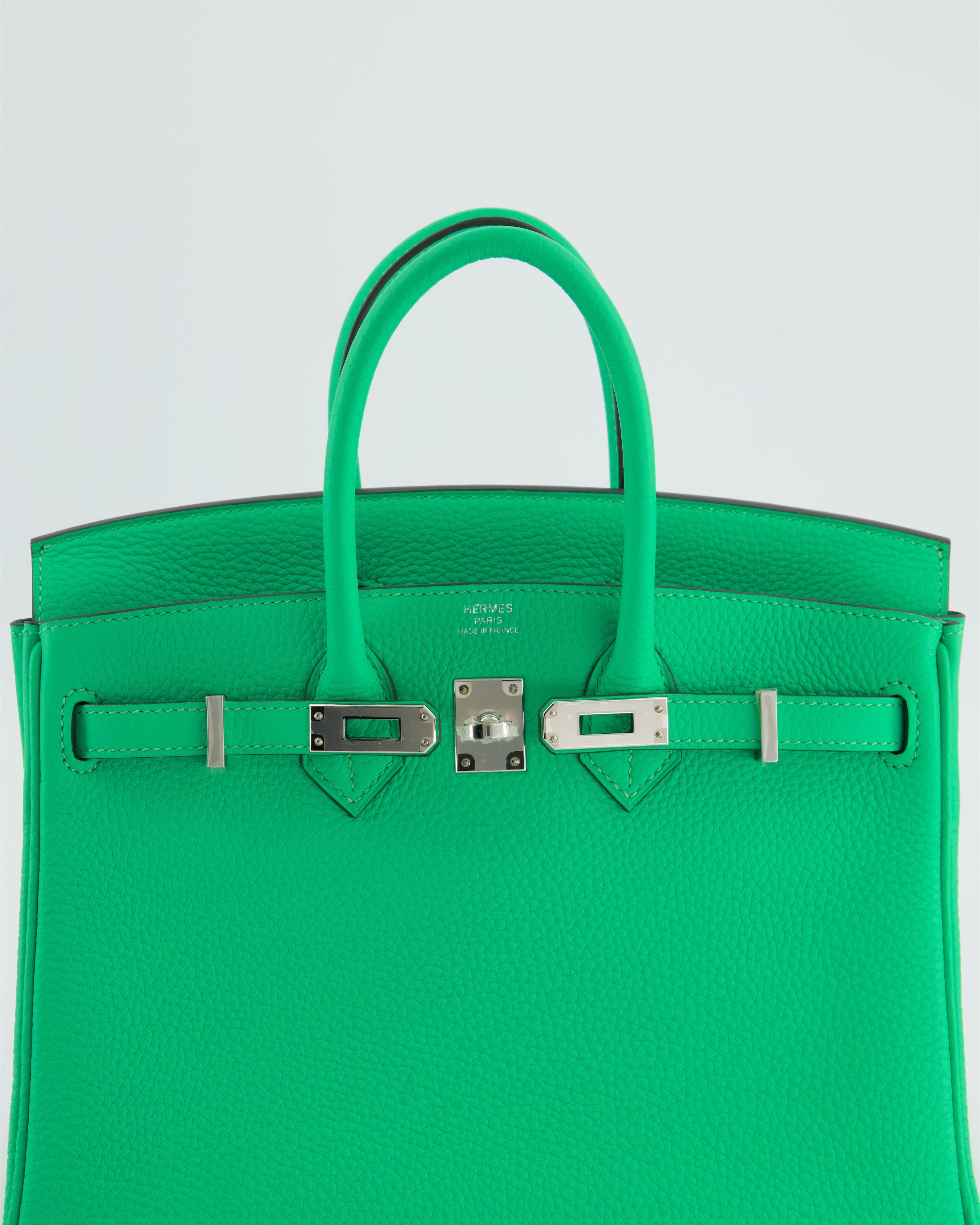 Hermès Birkin 25 Retourne Bag in Vert Comics Togo Leather with Palladium Hardware