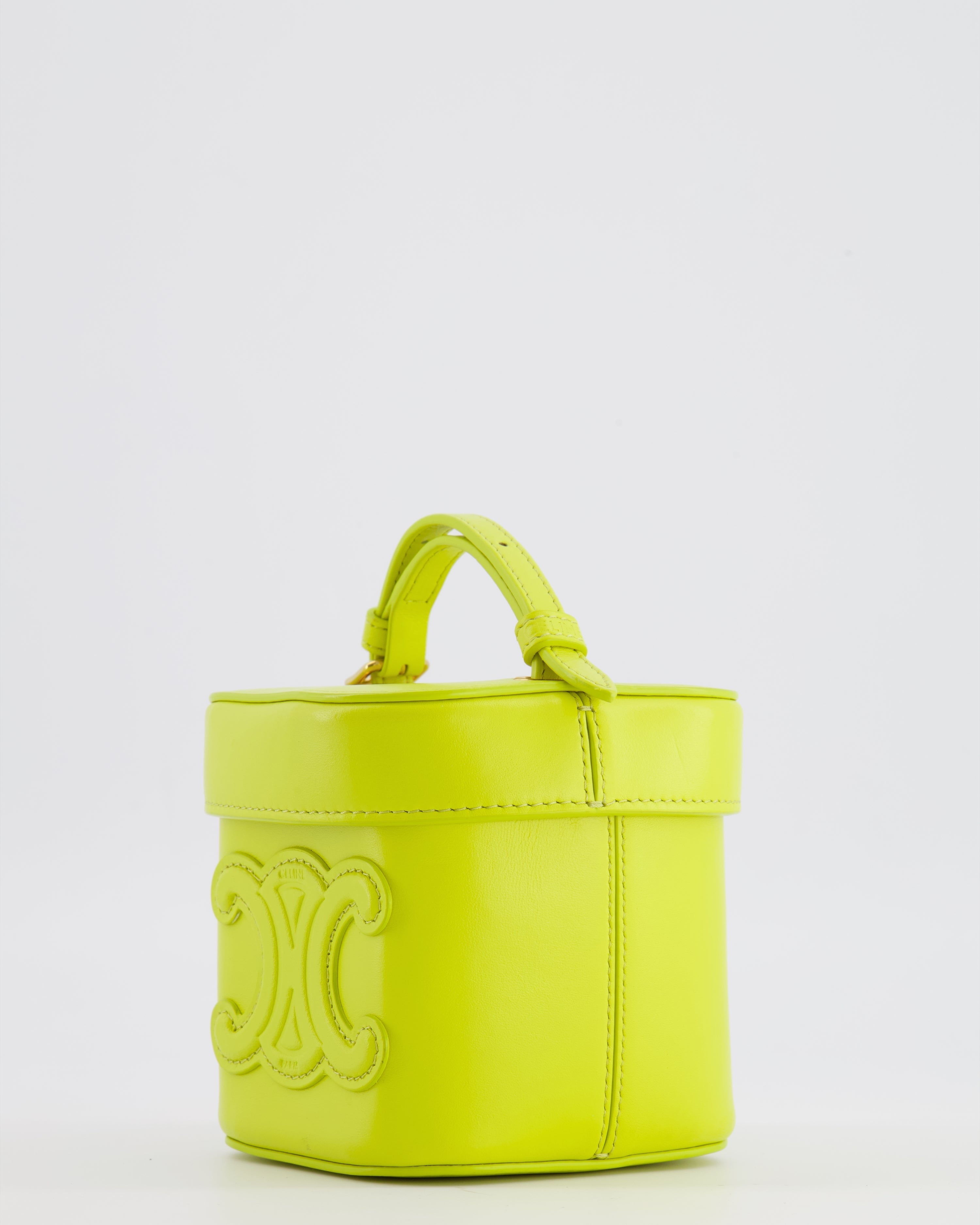 Celine Lime Yellow Leather Small Box Cuir Triomphe Bag