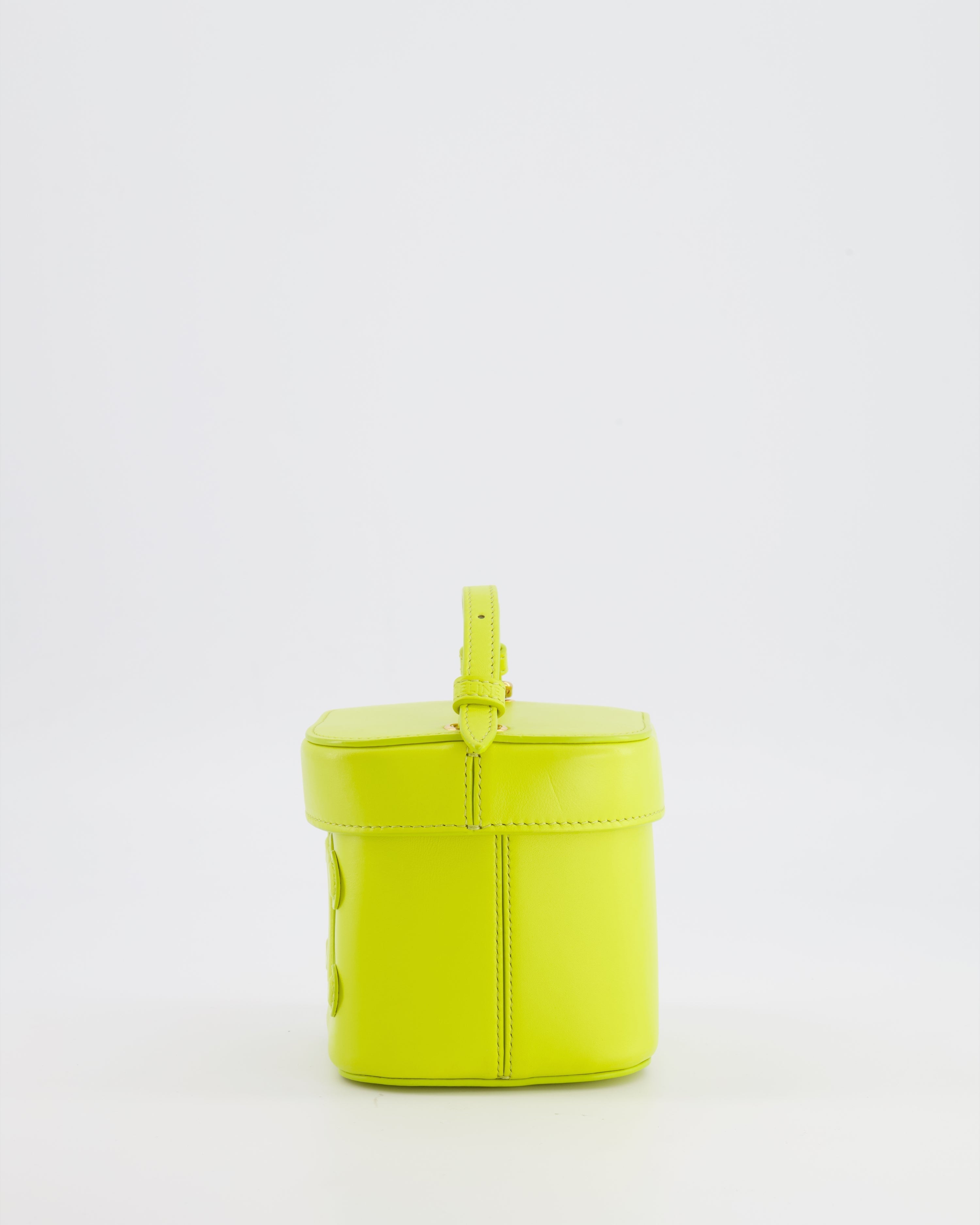 Celine Lime Yellow Leather Small Box Cuir Triomphe Bag
