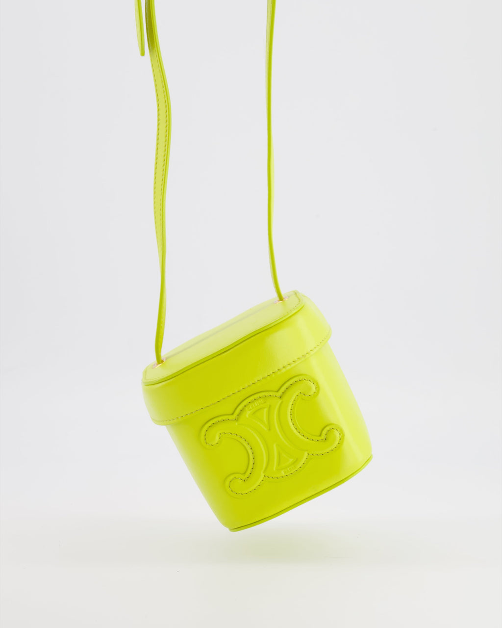 Celine Lime Yellow Leather Small Box Cuir Triomphe Bag