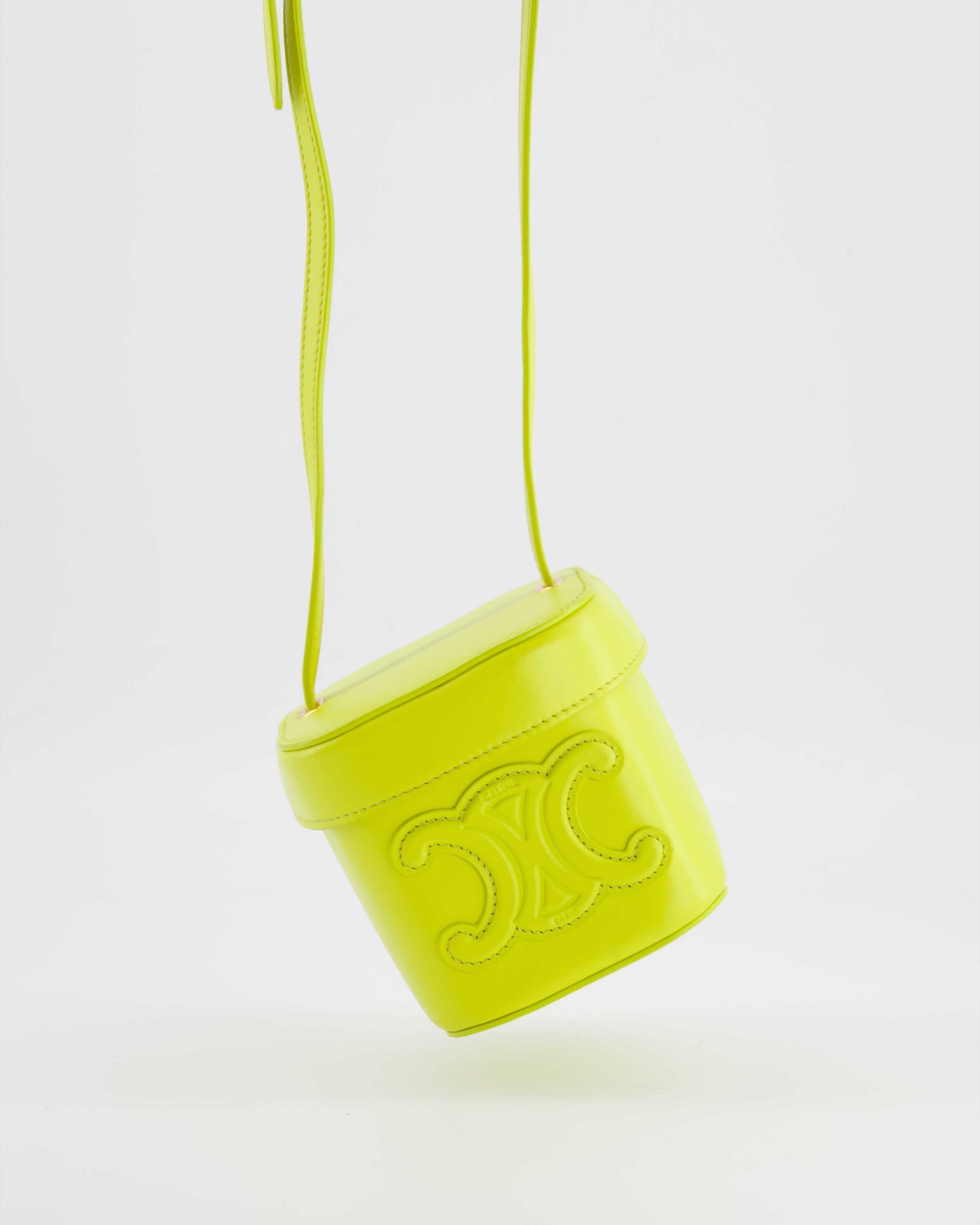Celine Lime Yellow Leather Small Box Cuir Triomphe Bag