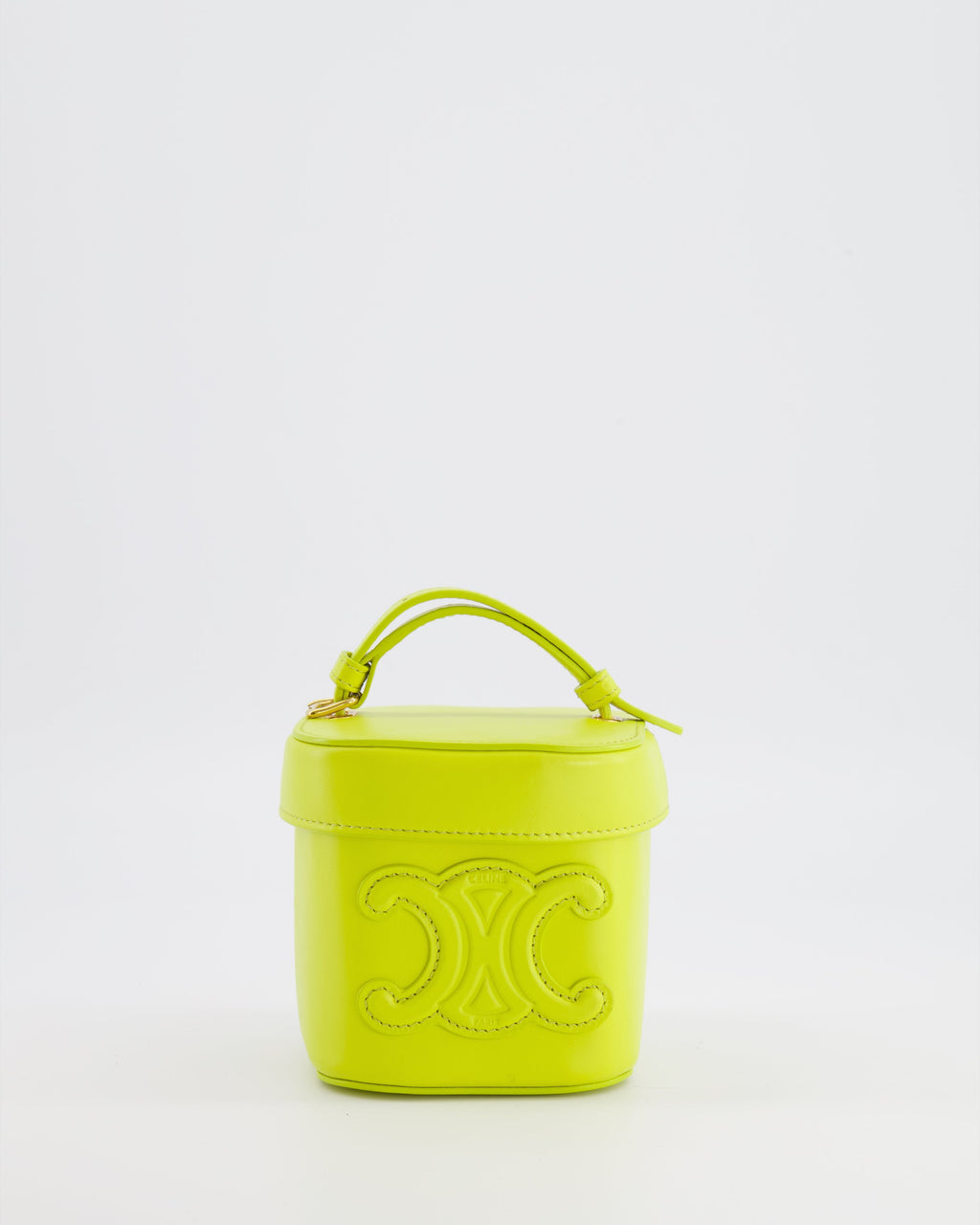 Celine Lime Yellow Leather Small Box Cuir Triomphe Bag