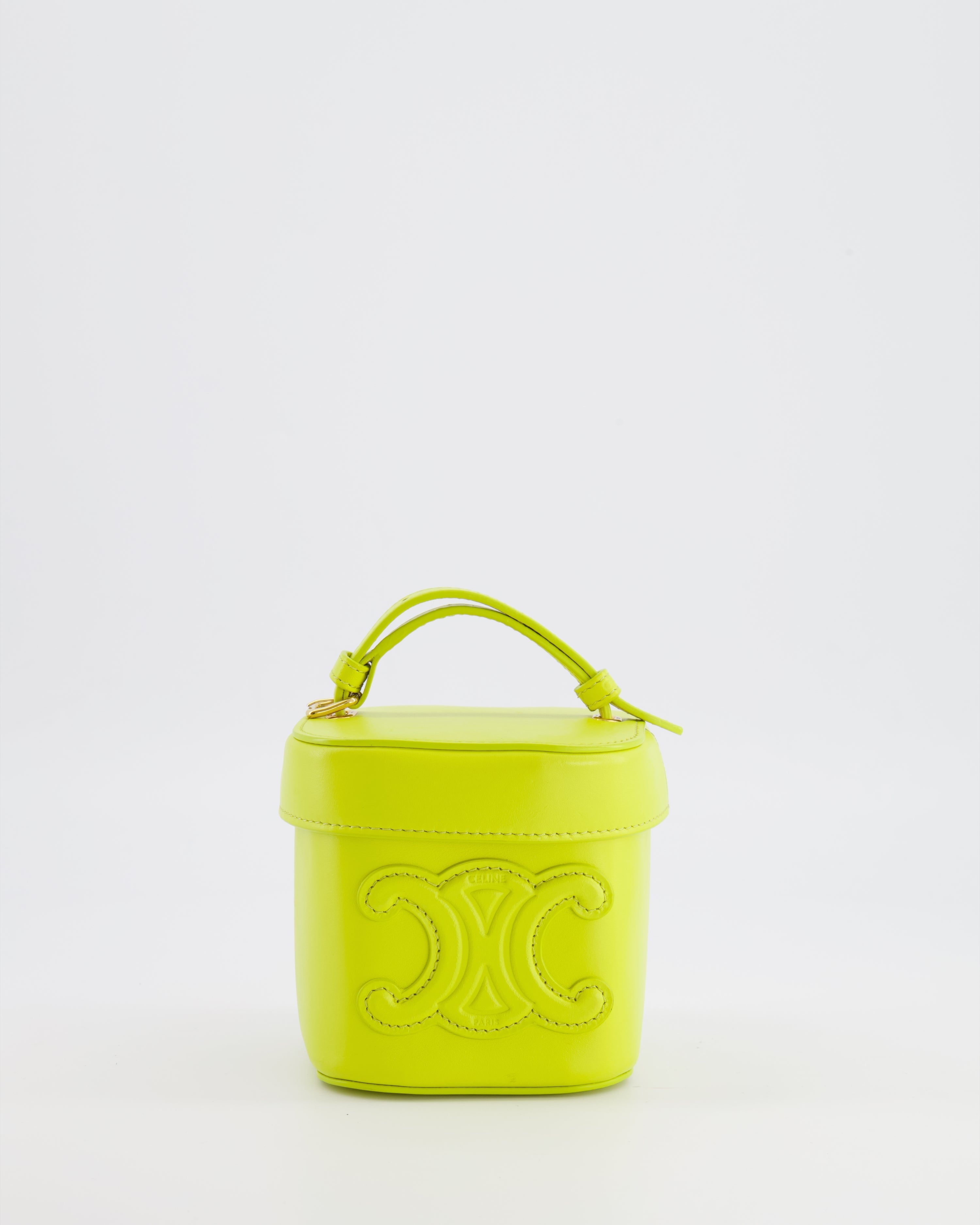 Celine Lime Yellow Leather Small Box Cuir Triomphe Bag