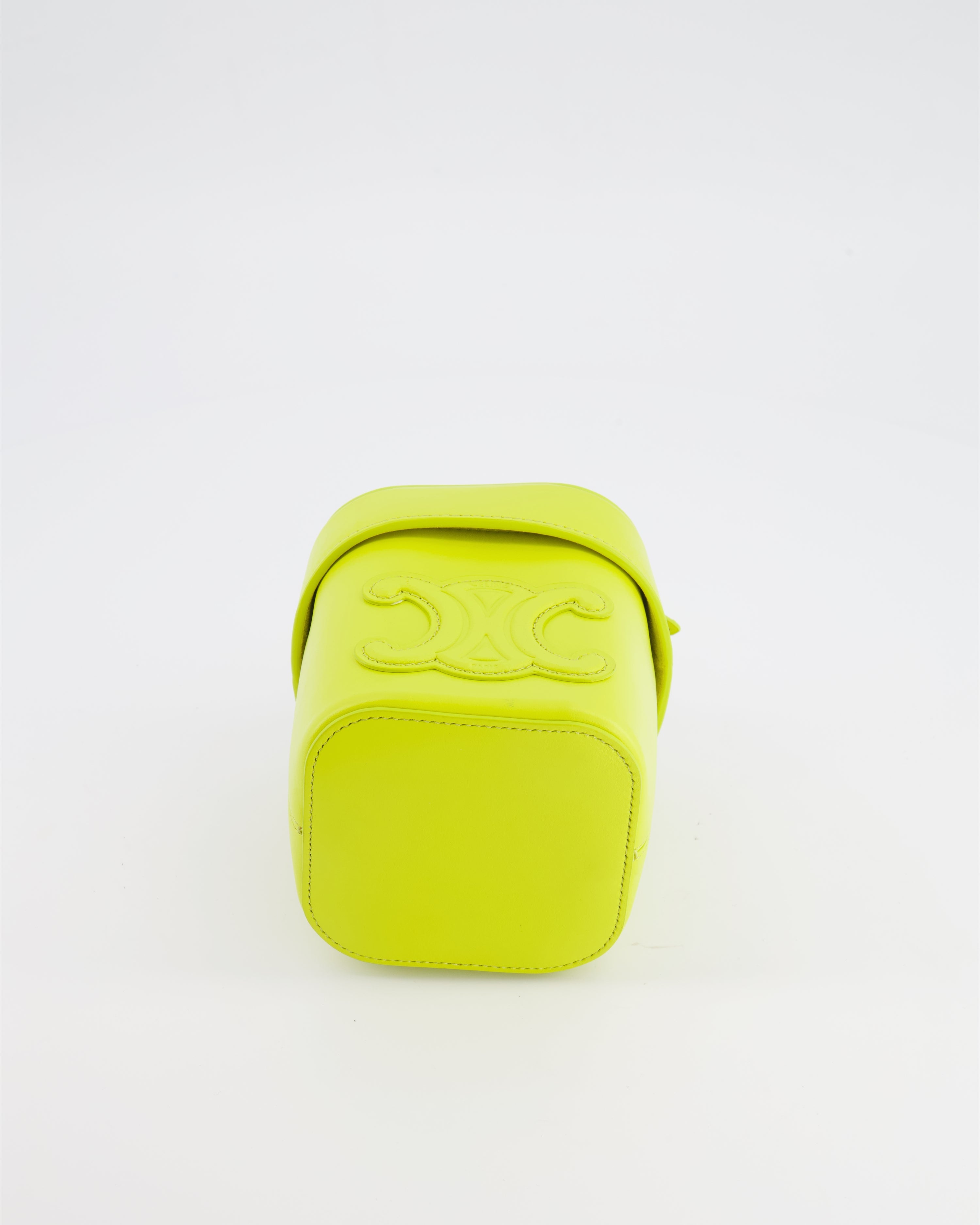 Celine Lime Yellow Leather Small Box Cuir Triomphe Bag