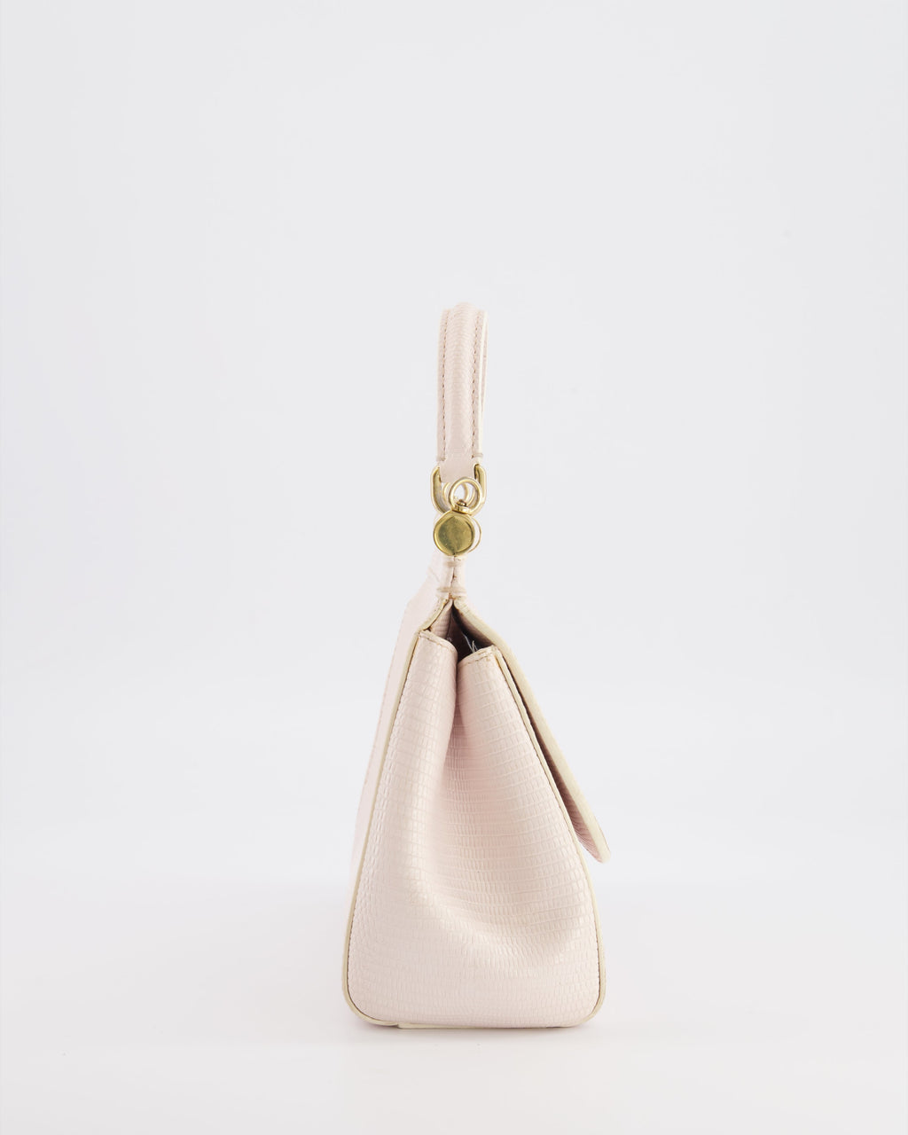 Dolce & Gabbana Light Pink Iguana Embossed Leather Small Sicily Bag with Mixed Hardware and Crystal Pearl Chain