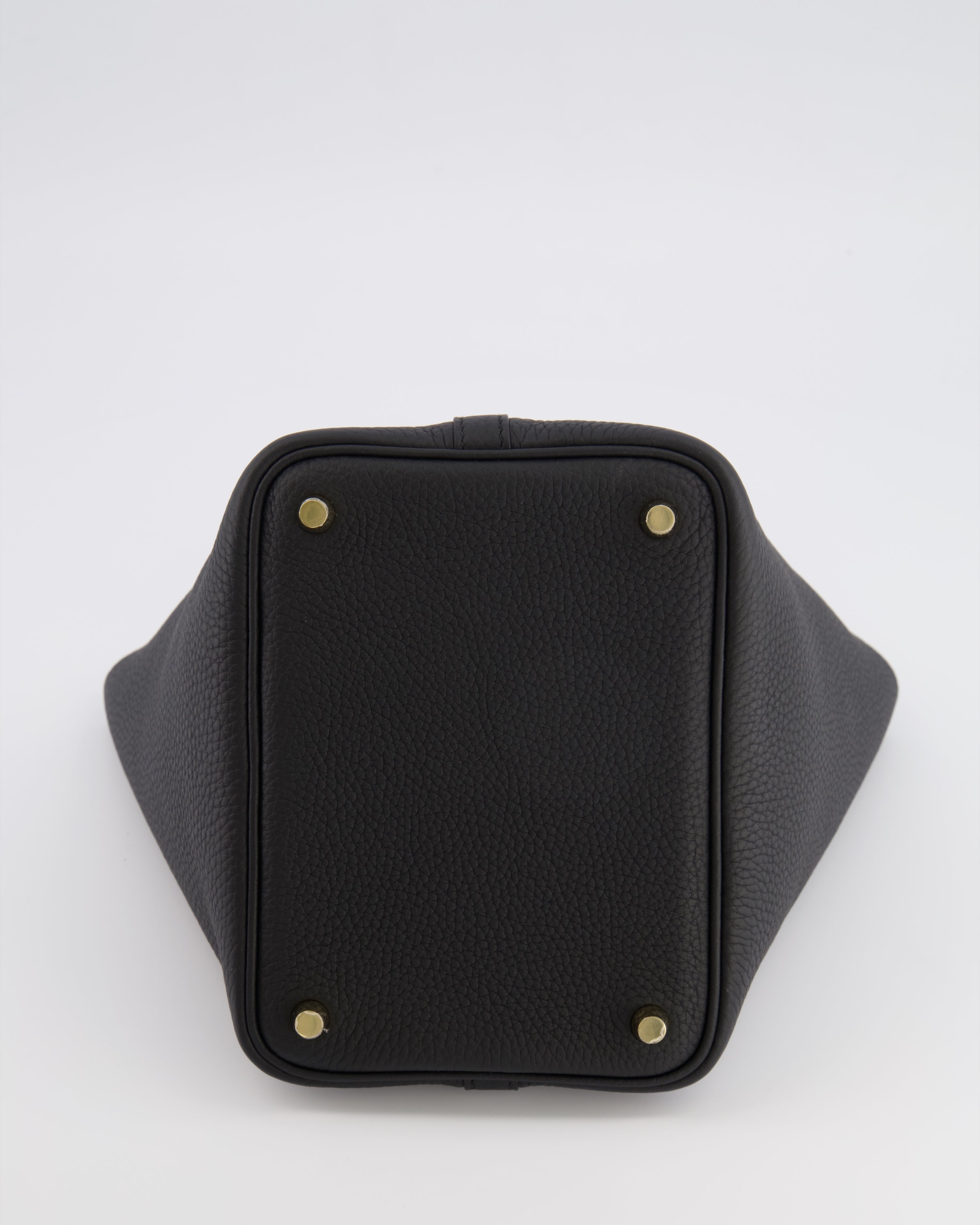 Hermès Picotin Lock Bag 18cm in Noir Clemence Leather with Gold Hardware