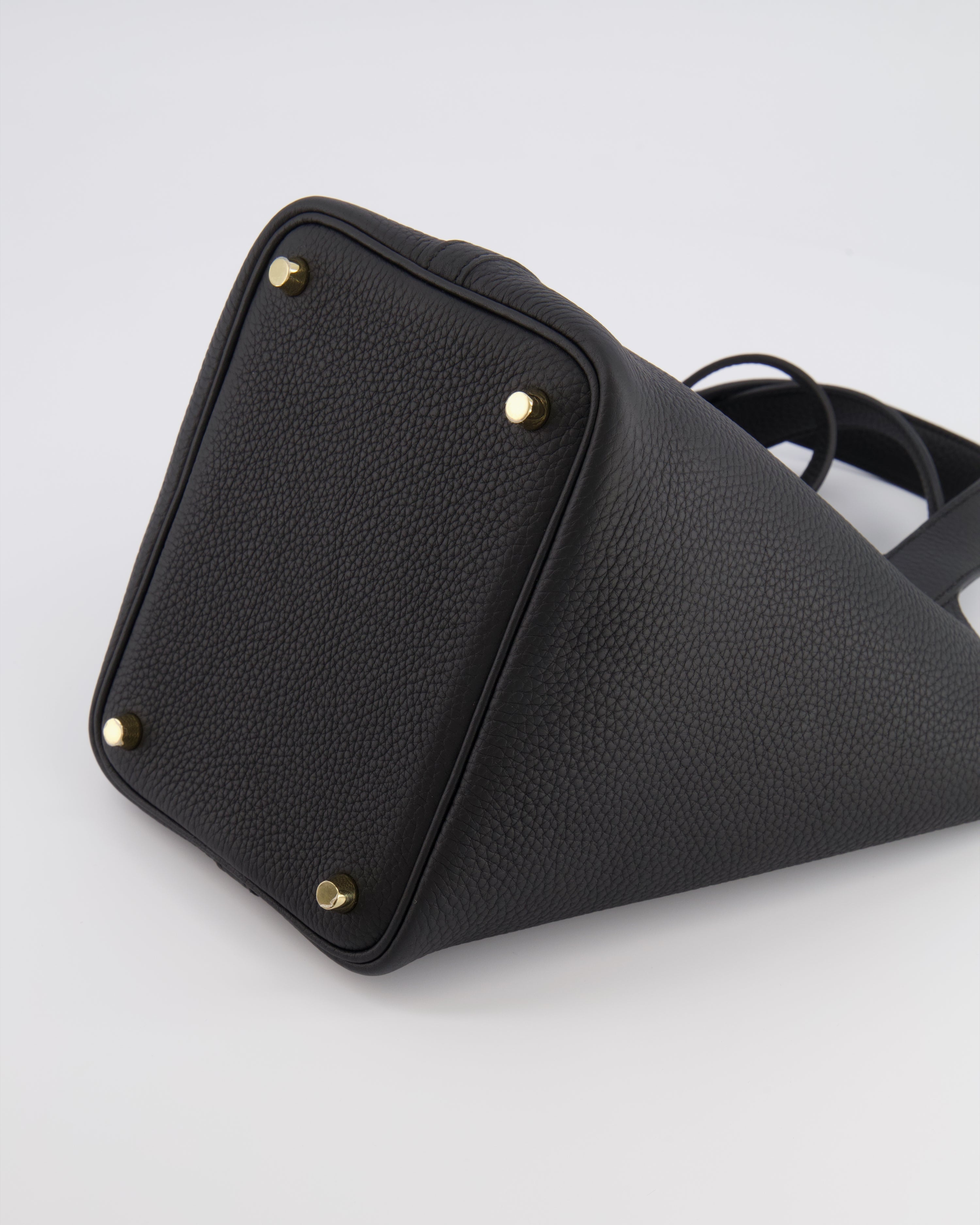 Hermès Picotin Lock Bag 18cm in Noir Clemence Leather with Gold Hardware