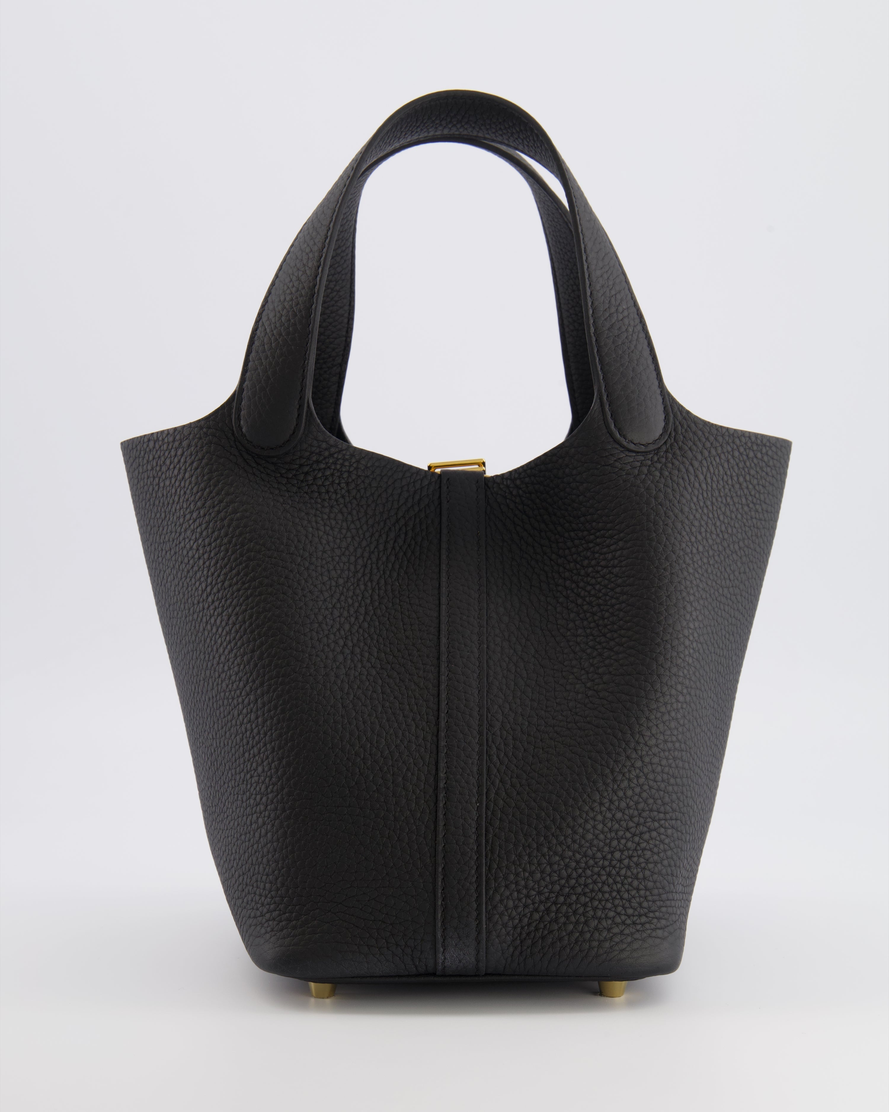 Hermès Picotin Lock Bag 18cm in Noir Clemence Leather with Gold Hardware