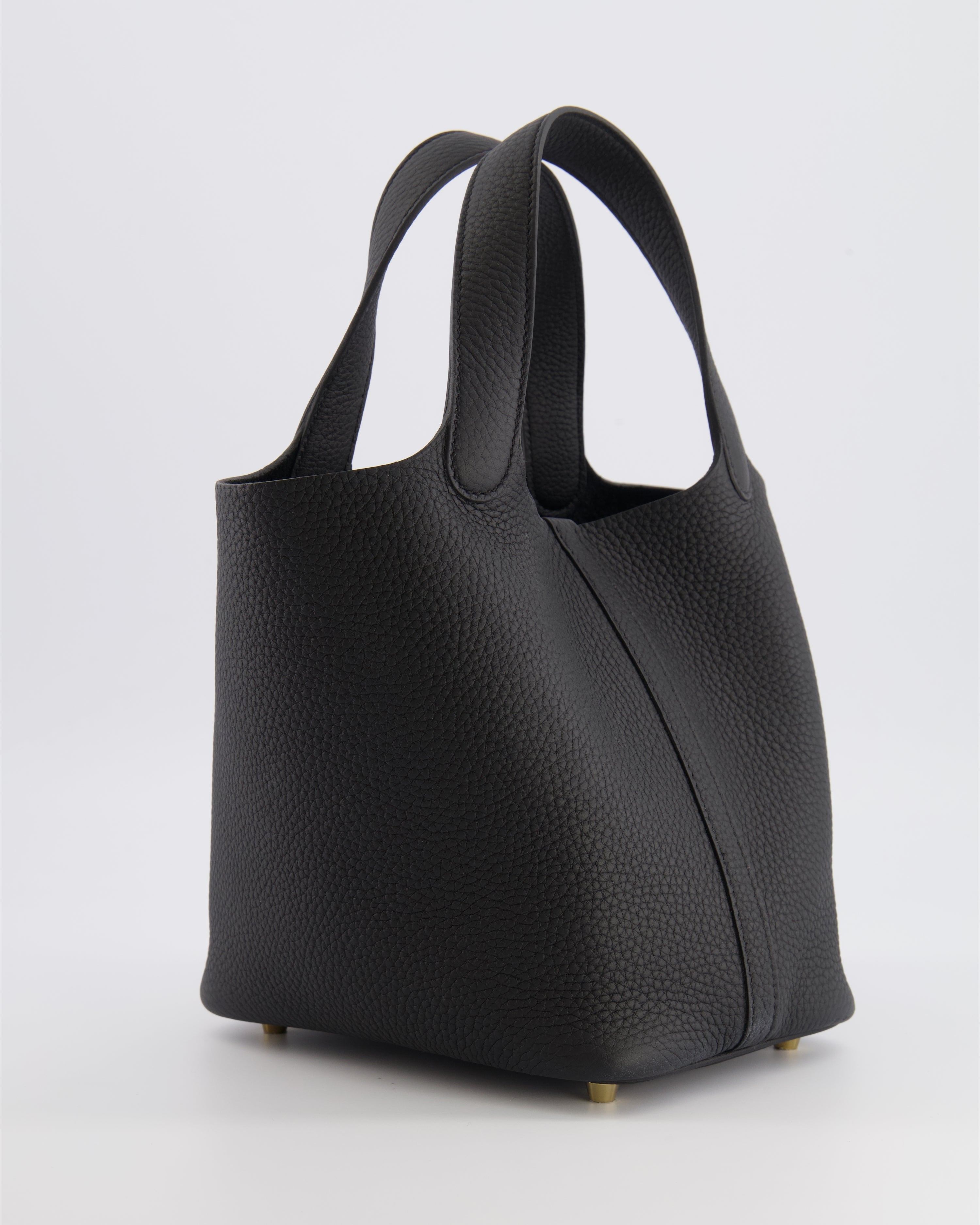 Hermès Picotin Lock Bag 18cm in Noir Clemence Leather with Gold Hardware