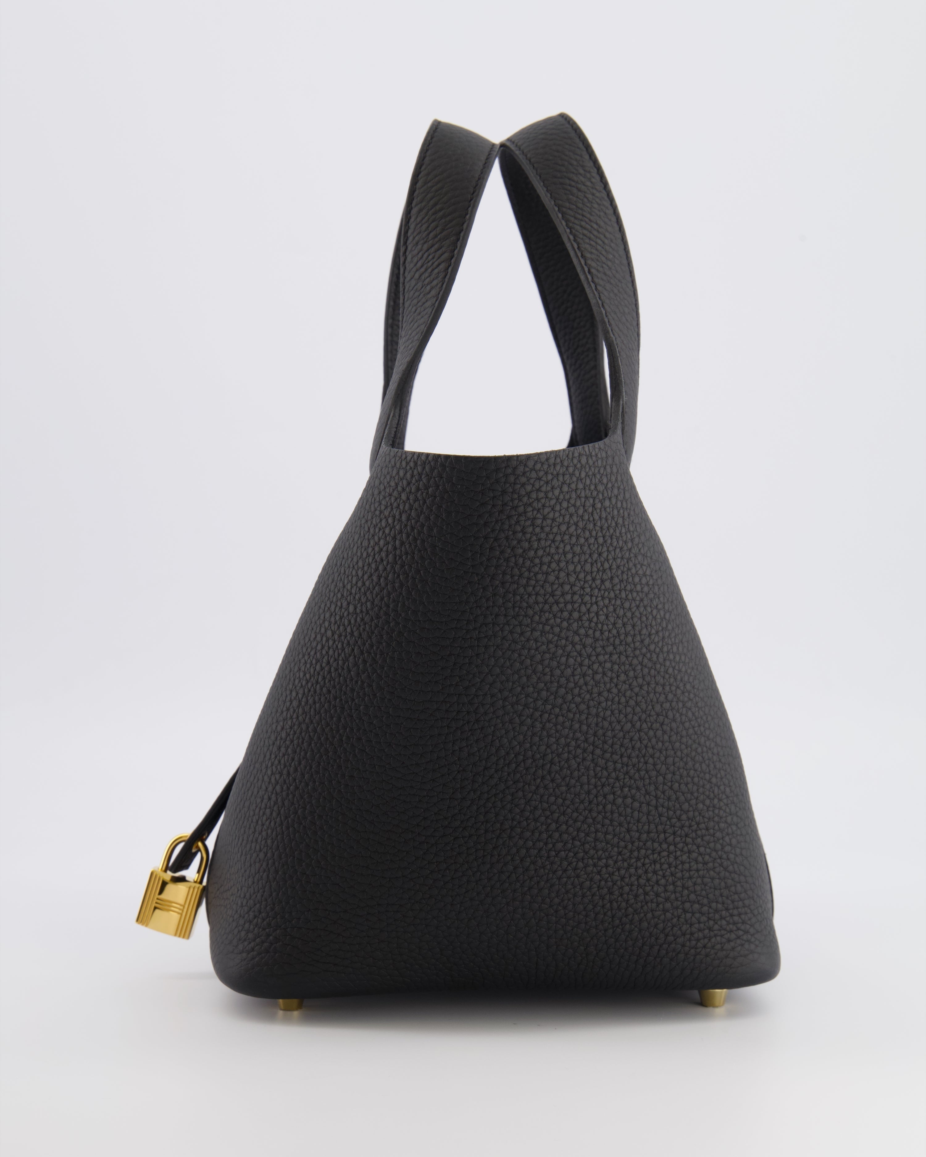 Hermès Picotin Lock Bag 18cm in Noir Clemence Leather with Gold Hardware