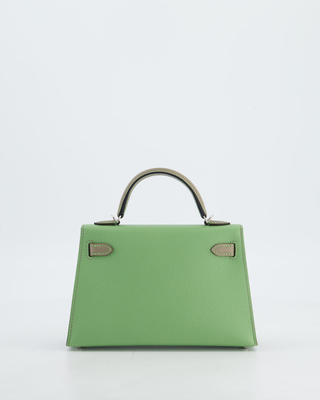 *SUPER RARE* Hermès HSS Mini Kelly II 20 Bag in Vert Criquet & Gris Asphalte Epsom Leather with Contrast Stitching and Palladium Hardware