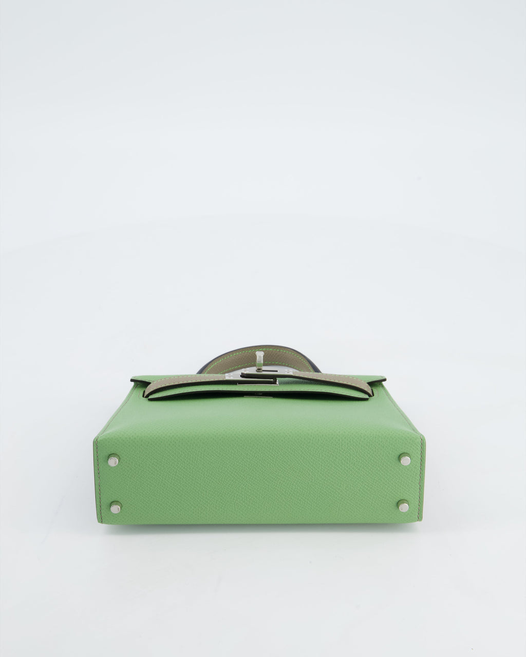*SUPER RARE* Hermès HSS Mini Kelly II 20 Bag in Vert Criquet & Gris Asphalte Epsom Leather with Contrast Stitching and Palladium Hardware